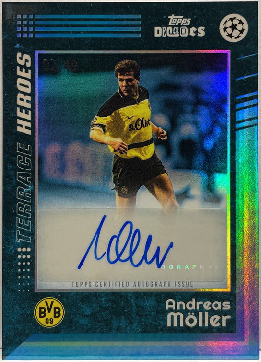 Andreas Moller 2/49 Autograph Terrace Heroes Blue Topps Decades 2024/25