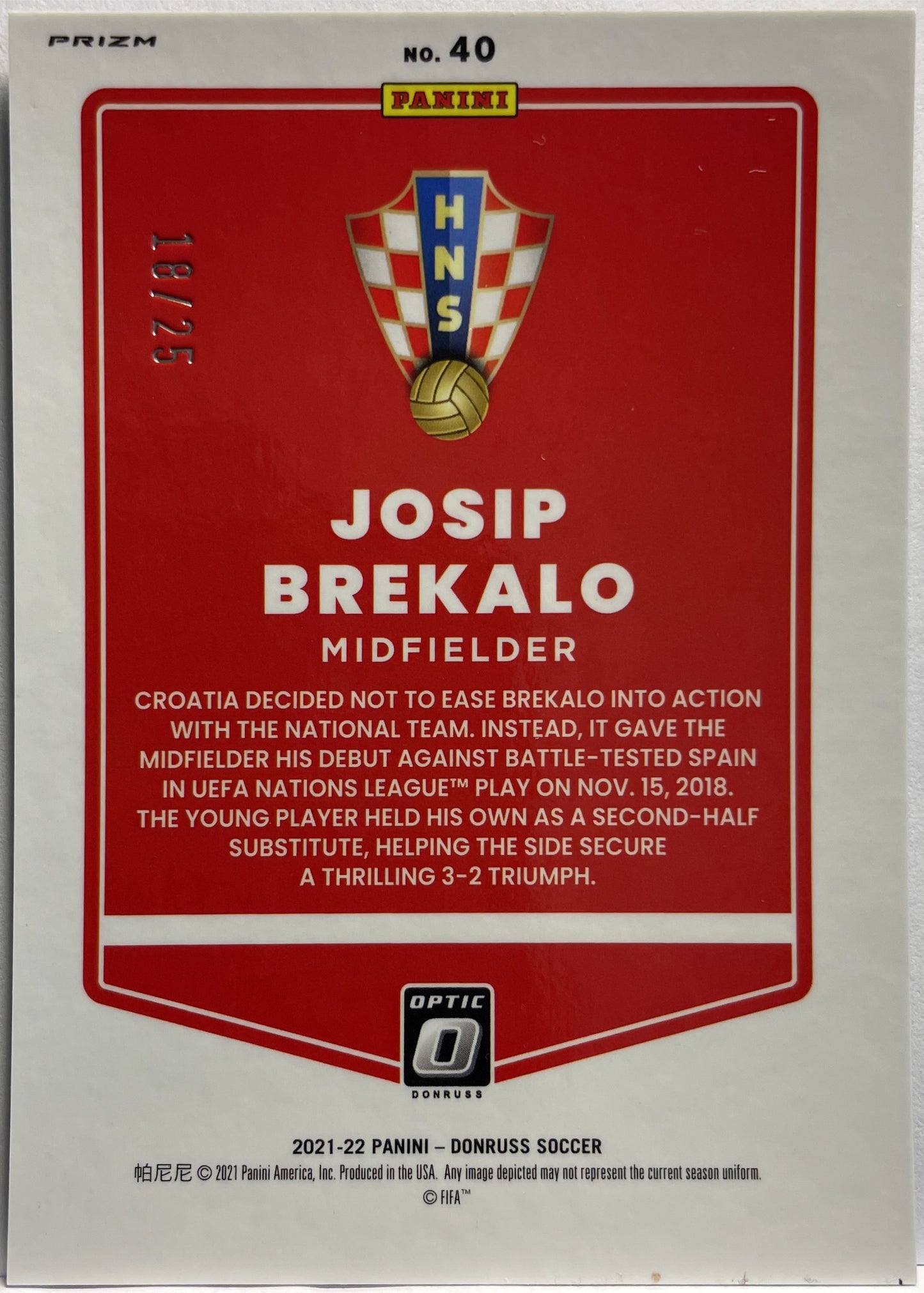 Josip Brekalo 18/25 Black Velocity Donruss Road To Qatar 2021/22