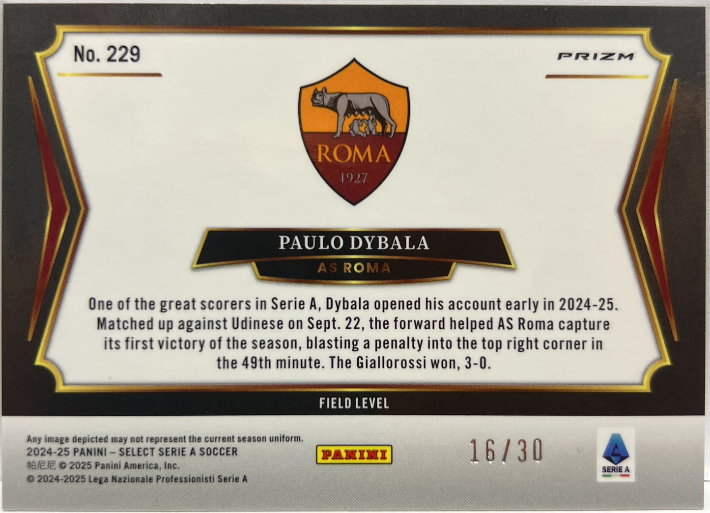 Paulo Dybala 16/30 Field Level Winter Camo Select Serie A 2024/25