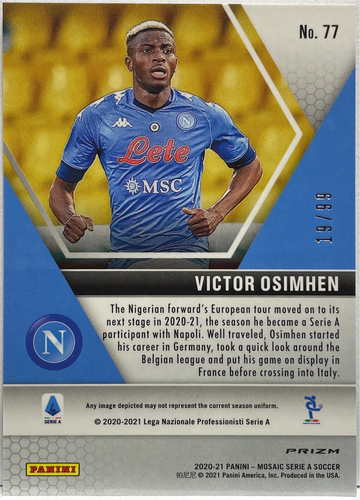 Victor Osimhen 19/99 Rookie Blue Mosaic Serie A 2020/21