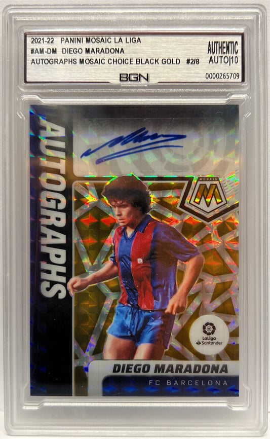 Diego Maradona 2/8 Autograph Black Gold Choice Mosaic Serie A 2021/22 BGN Authentic
