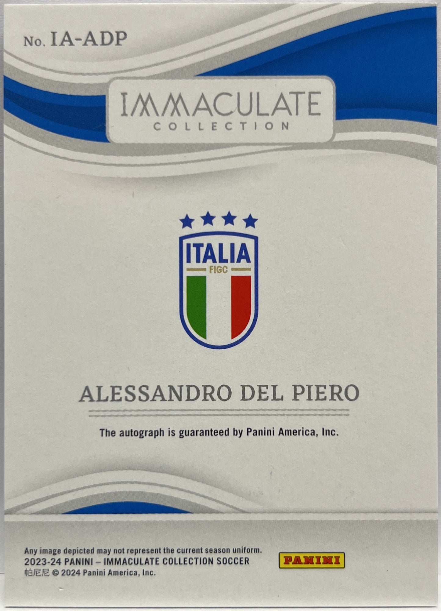Alessandro Del Piero 22/25 Autograph Immaculate 2023/24