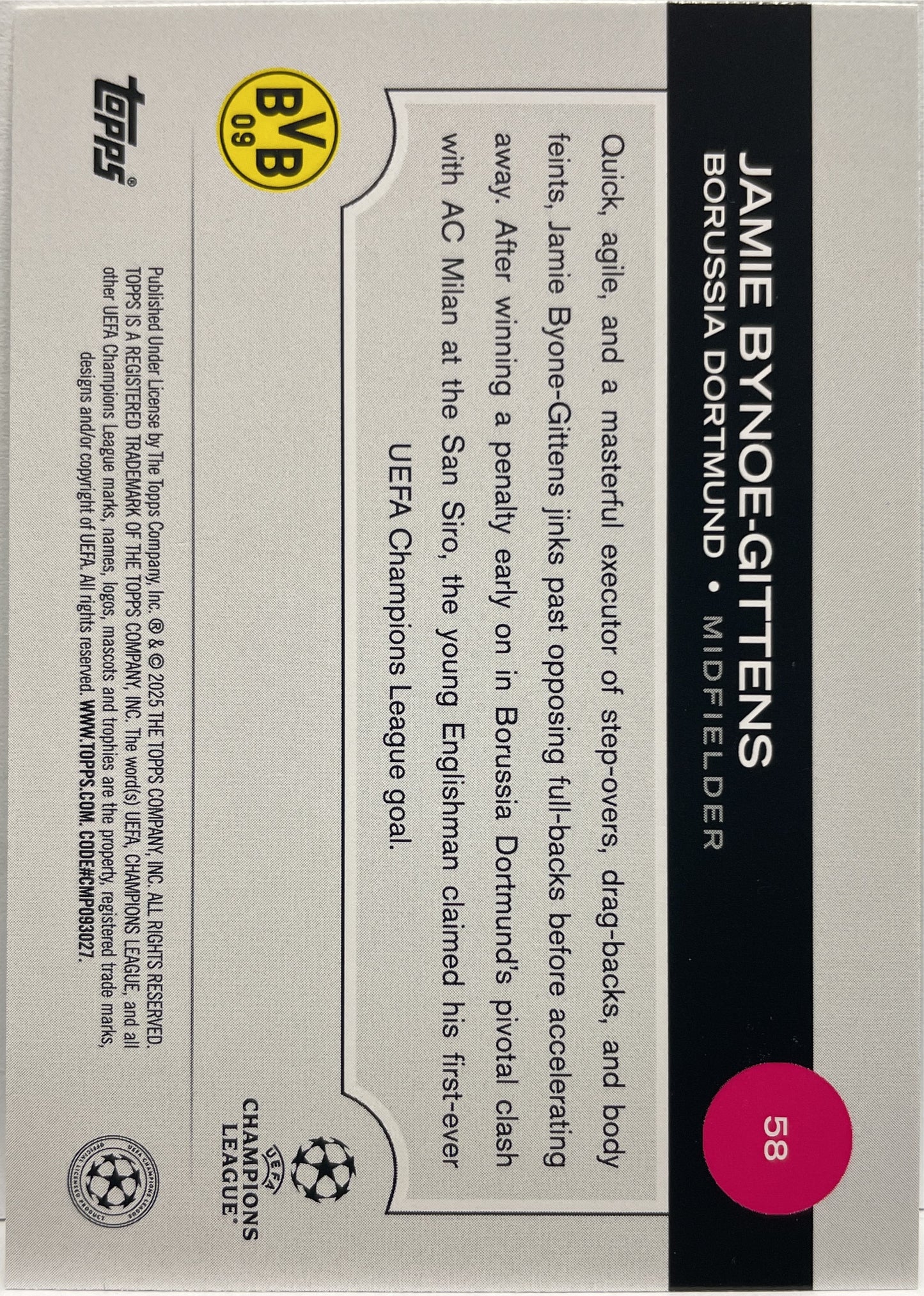 Jamie Bynoe-Gittens Green Flowfractor Topps UCC 2024/25