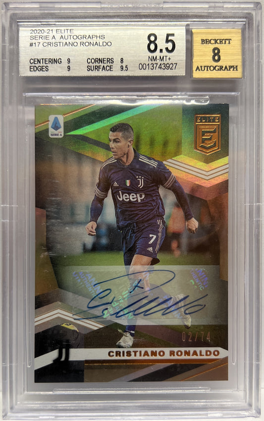 Cristiano Ronaldo 2/74 Autograph Donruss Elite Chronicles 2020/21 Beckett 8.5