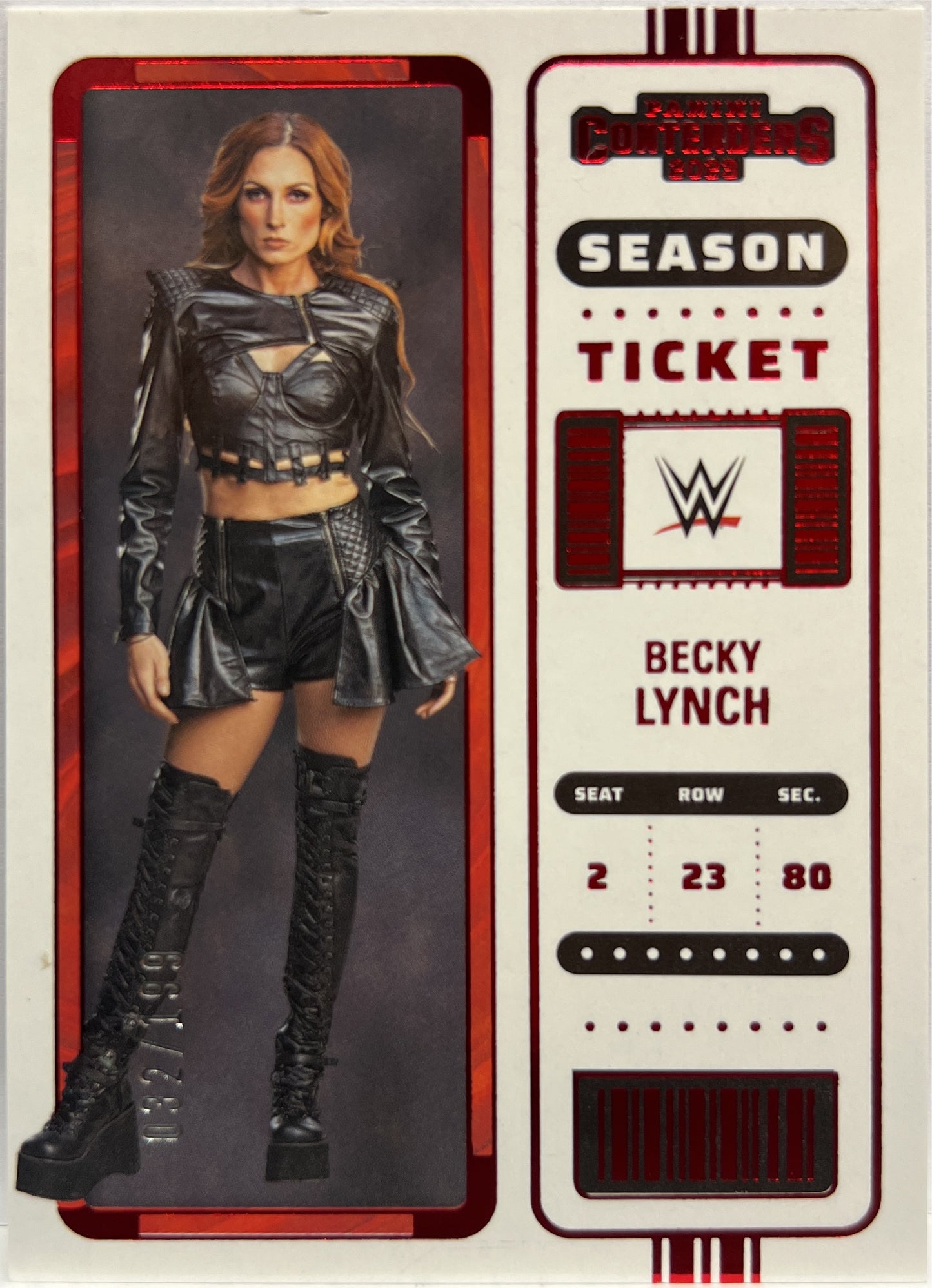 Becky Lynch 32/199 Season TIcket Red Contenders Chronicles WWE 2023