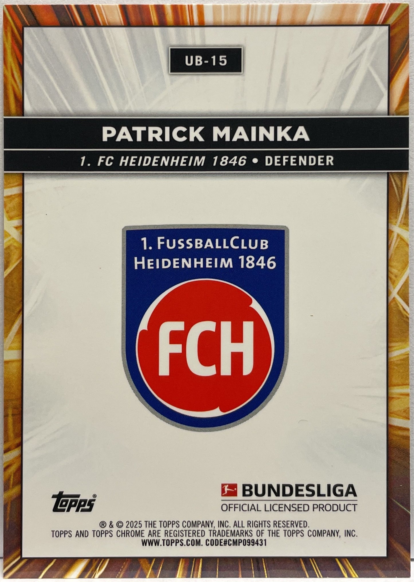 Patrick Mainka Ultrabeam Topps Chrome Bundesliga 2024/25