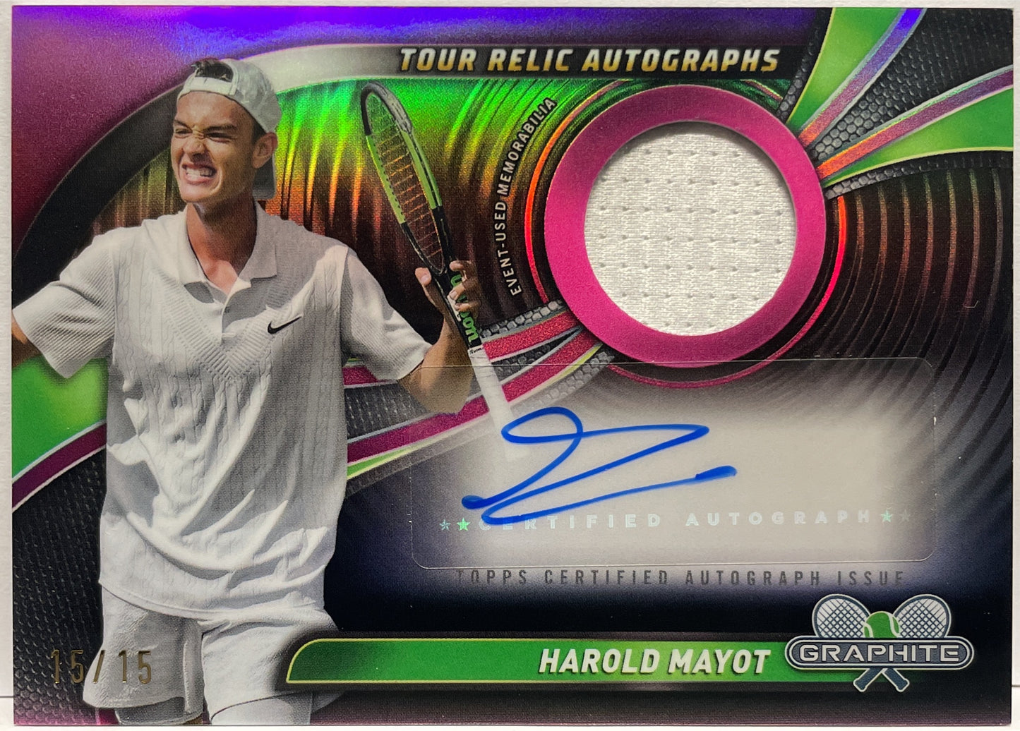 Harold Mayot 15/15 Patch Autograph Tour Relic Topps Tennis Graphite 2024