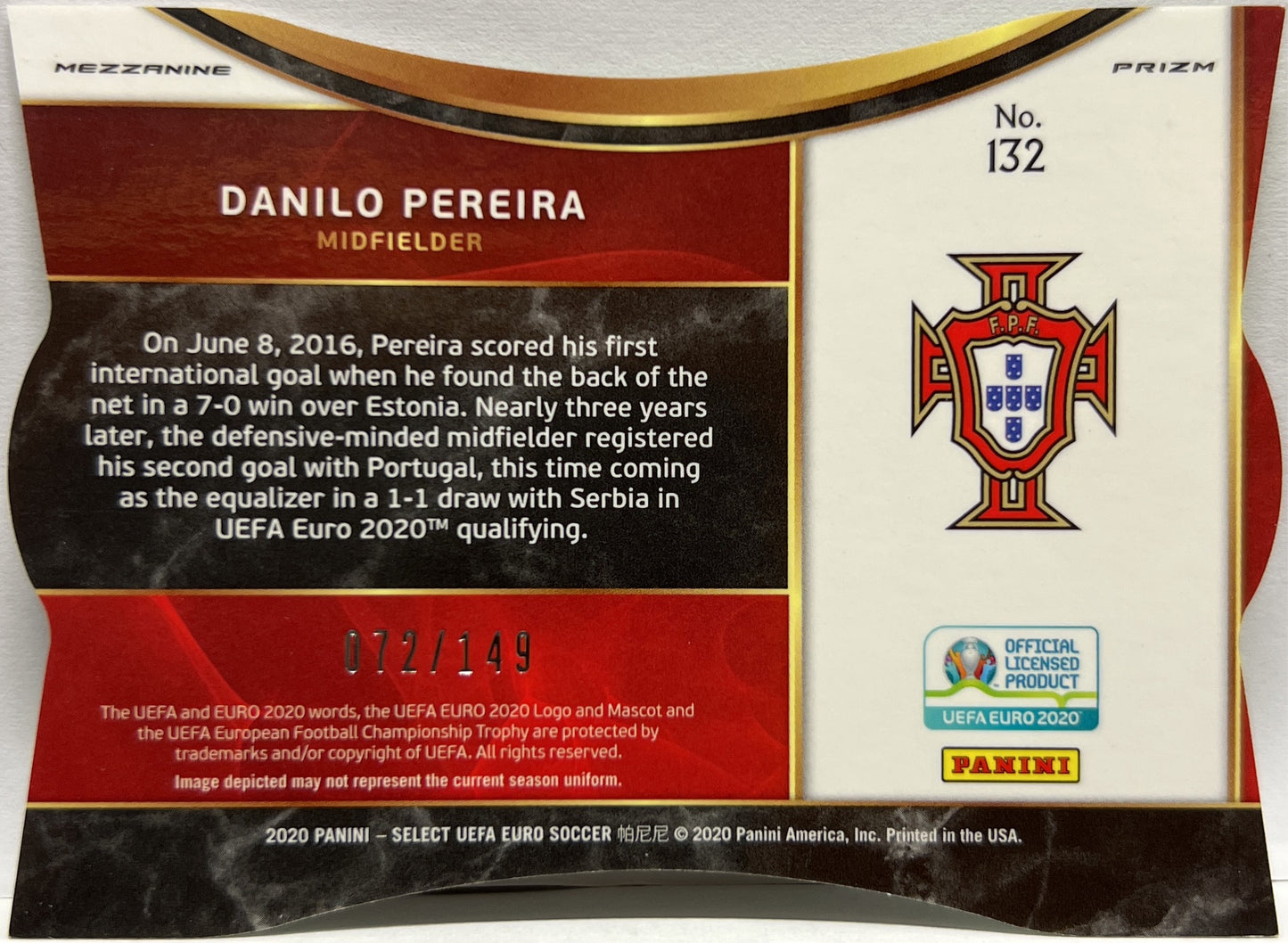 Danilo Pereira 72/149 Mezzanine Neon Green Die Cut Prizm Select Uefa Euro 2020