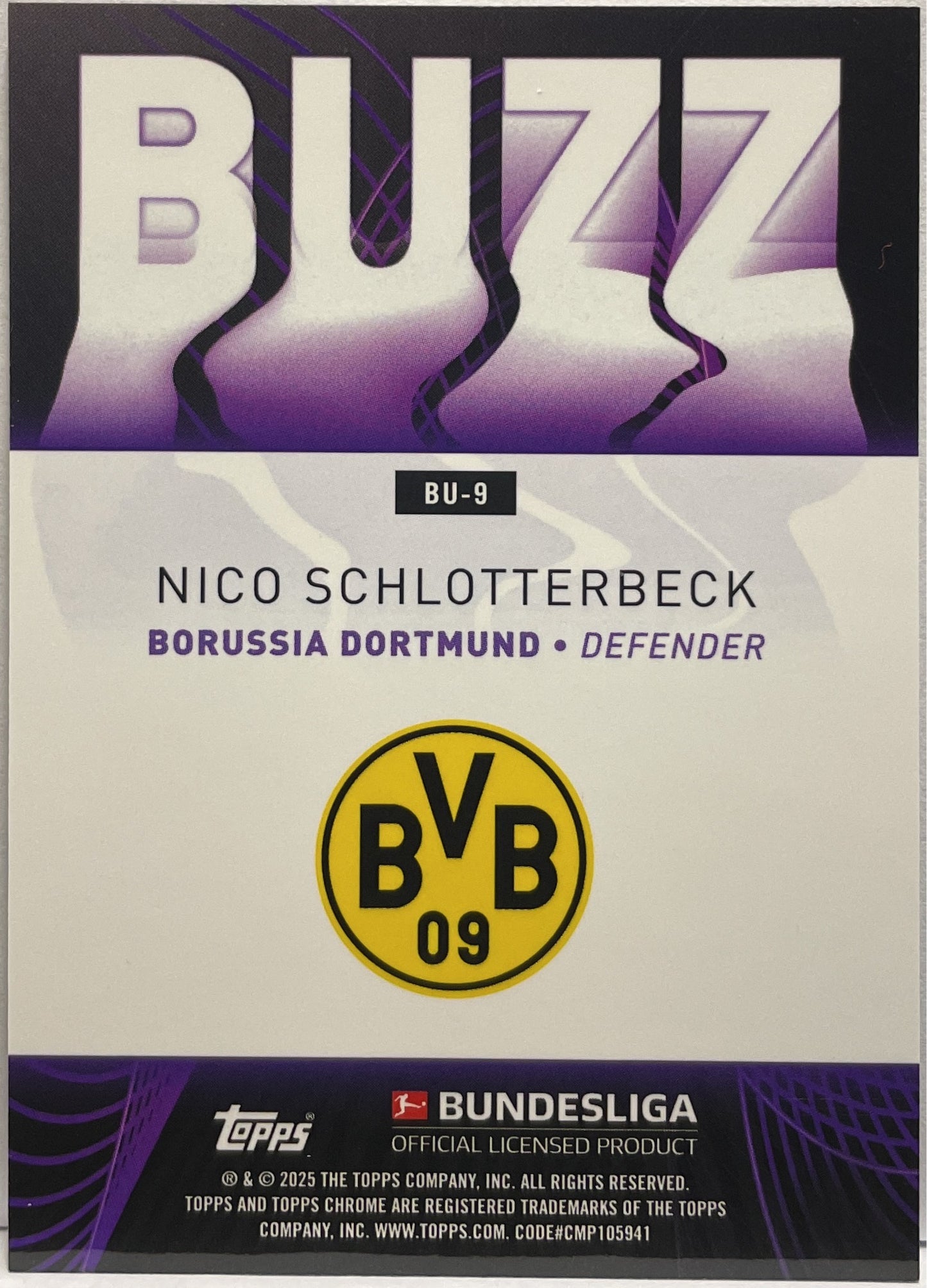Nico Schlotterbeck Buzz Topps Chrome Bundesliga 2024/25