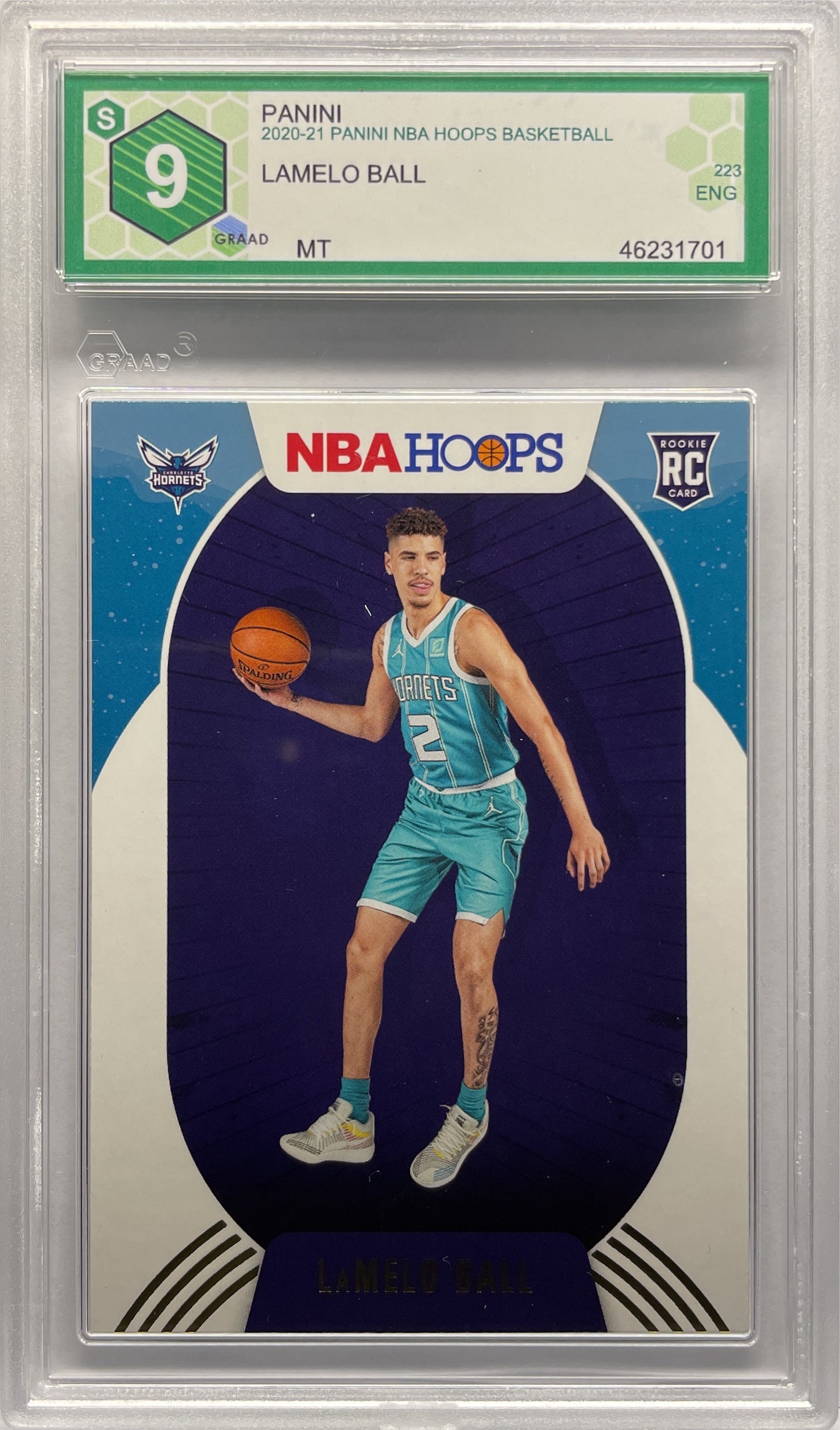 GRAAD 9 - Lamelo Ball Rookie Yellow - Donruss NBA Hoops Basketball 2020/21