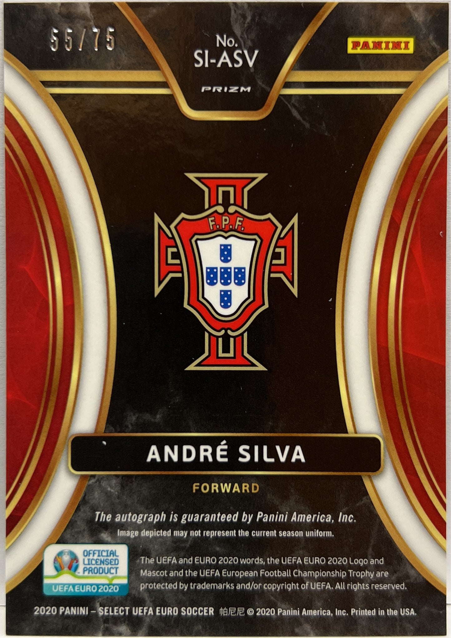 Andre Silva 55/75 Autograph Signature Purple Select Uefa Euro 2020