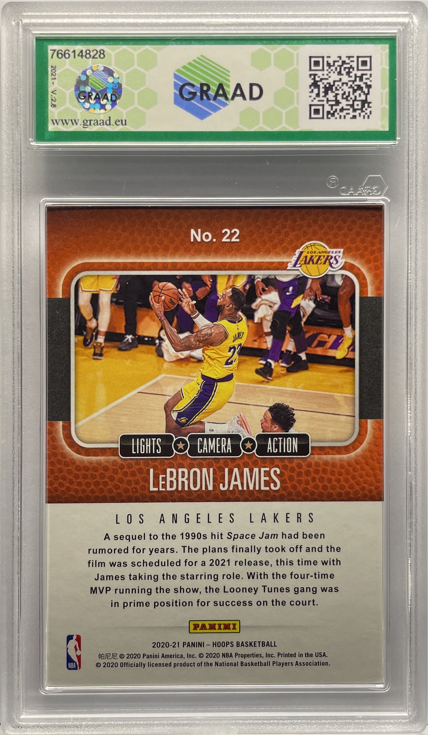 GRAAD 8 - Lebron James Light Camera Action Yellow - Donruss NBA Hoops Basketball 2020/21