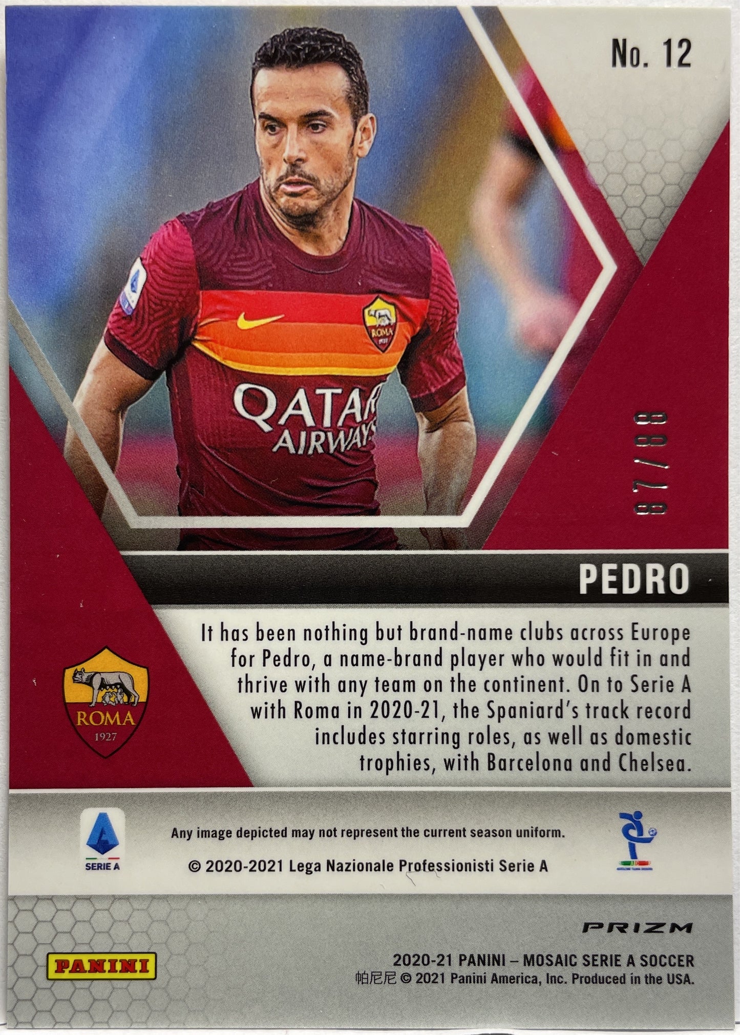 Pedro 87/88 Red/Gold Choice T-Mall Mosaic Serie A 2020/21