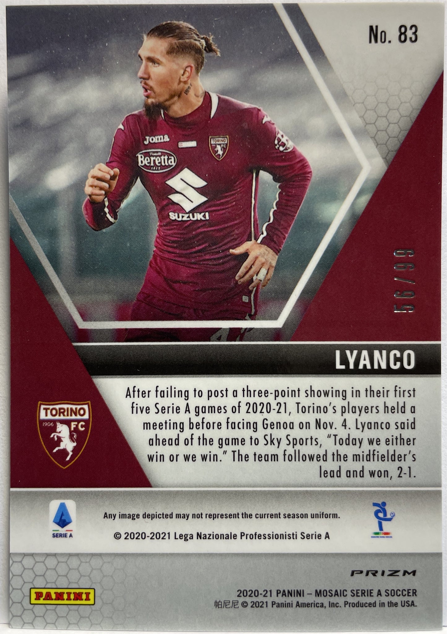 Lyanco 56/99 Rookie Blue Mosaic Serie A 2020/21