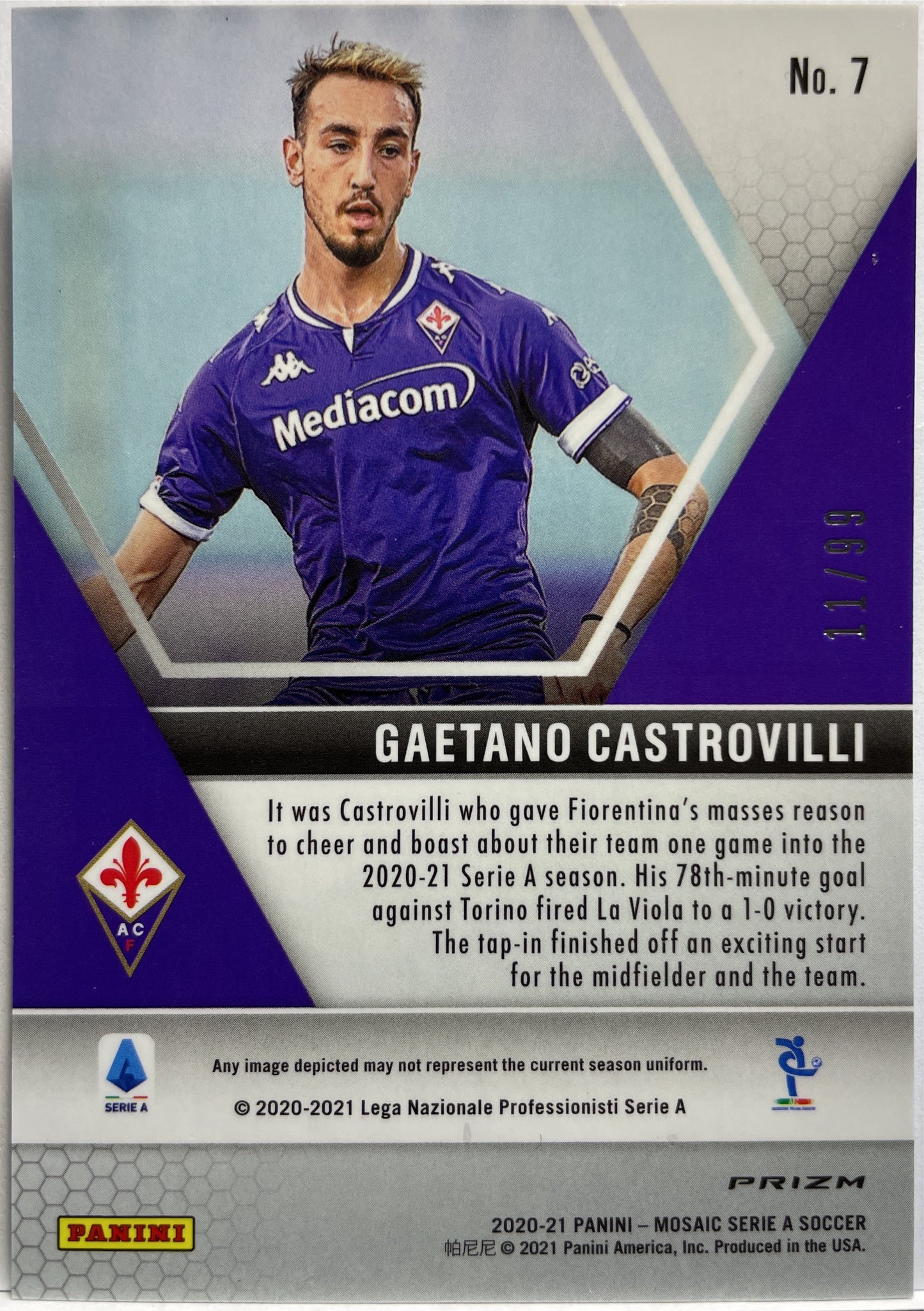 Gaetano Castrovilli 11/99 Blue Mosaic Serie A 2020/21