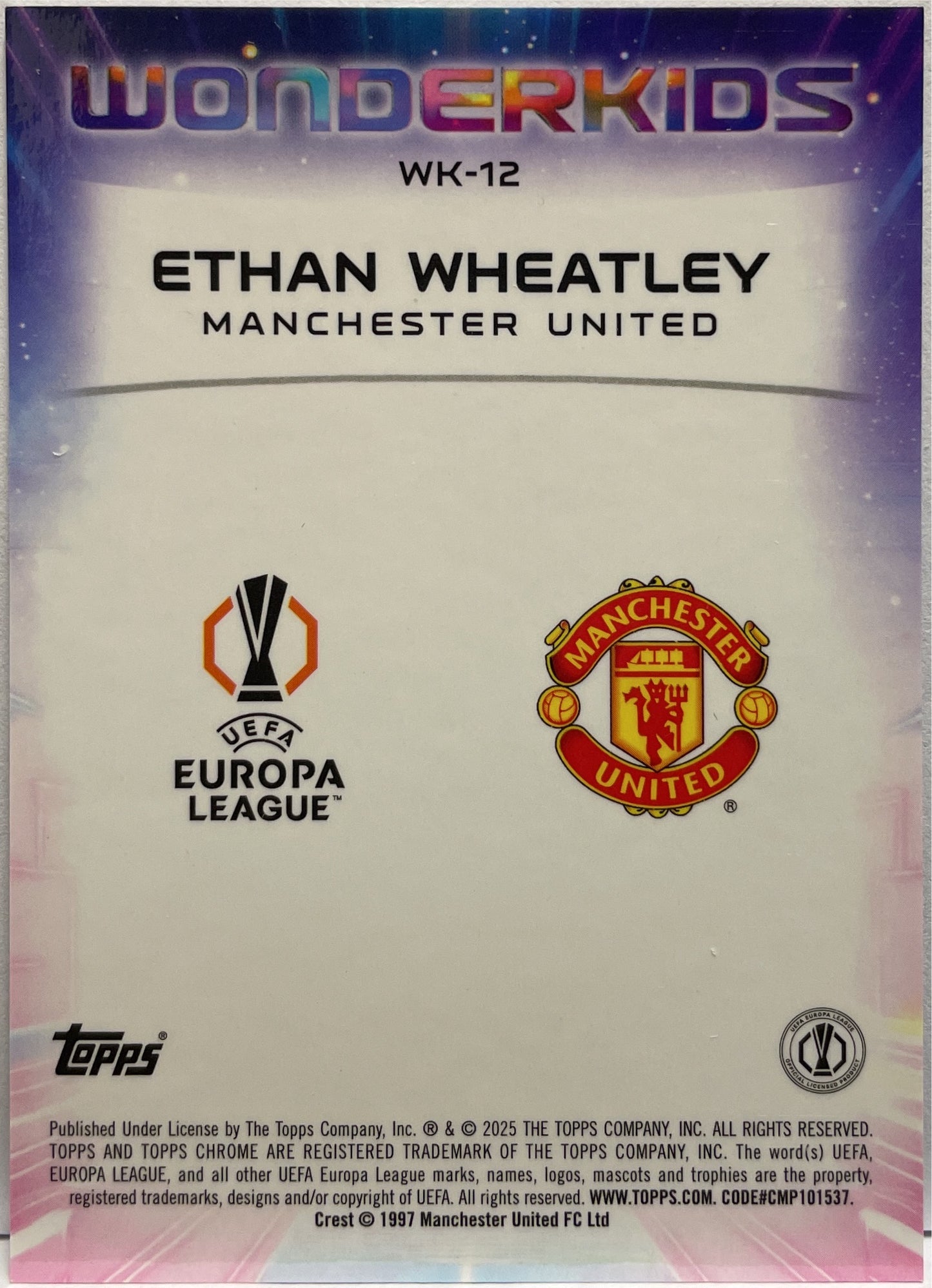 Ethan Wheatley 91/150 Rookie Wonderkids Blue Topps Chrome UCC 2024/25