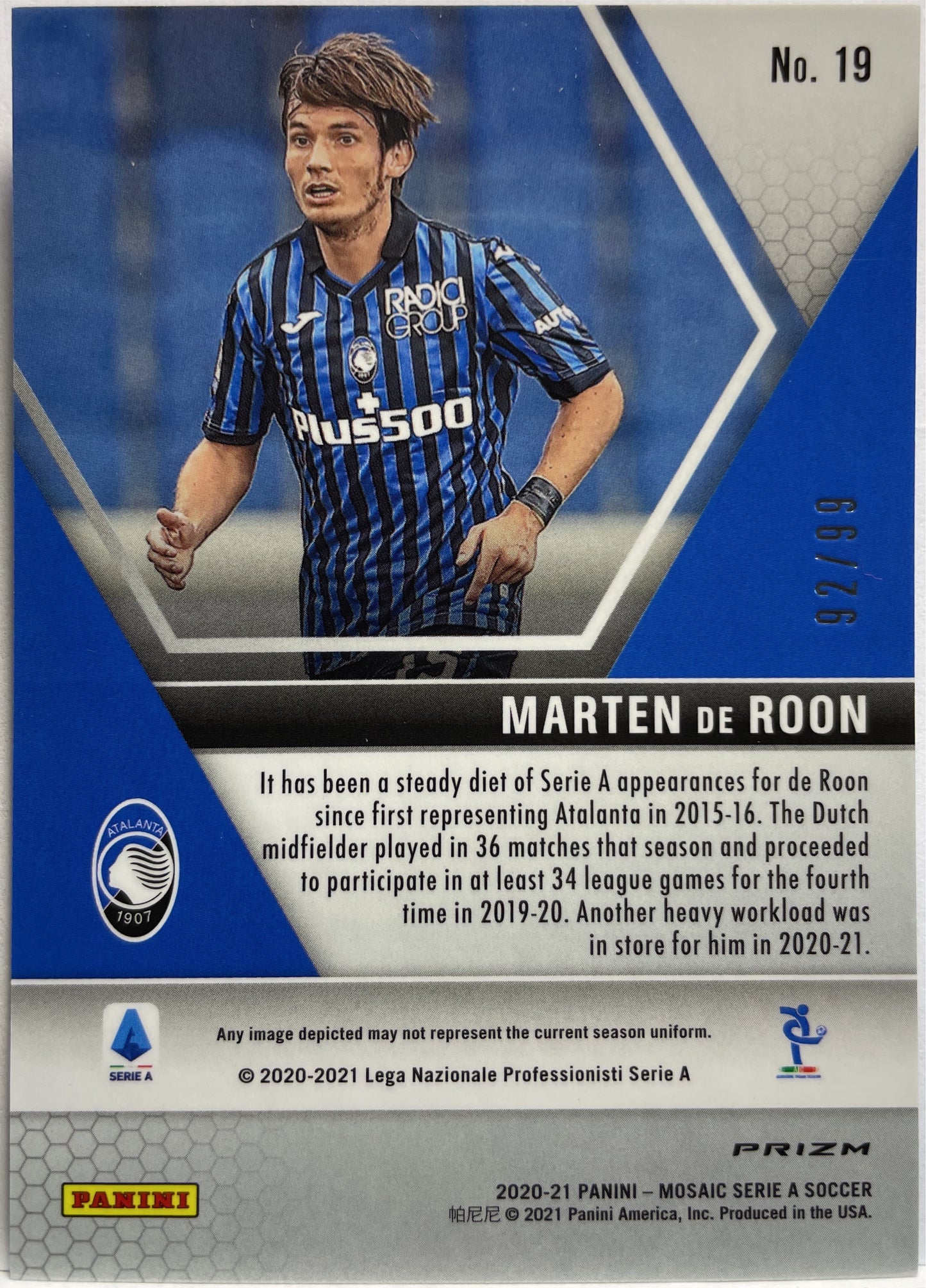 Marten De Roon 92/99 Blue Mosaic Serie A 2020/21