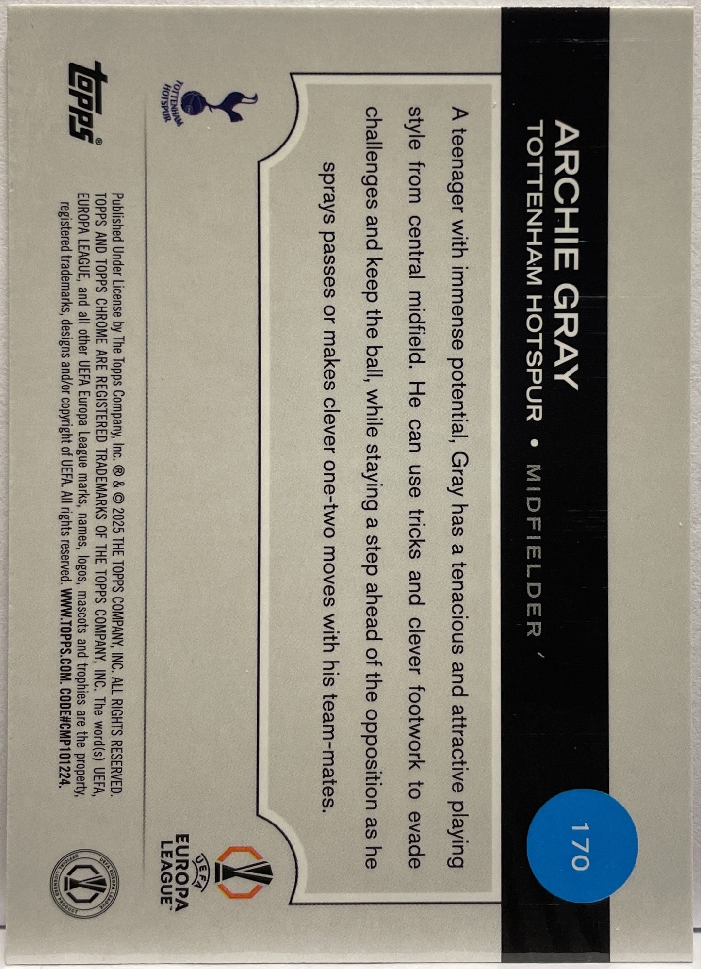 Archie Gray 162/250 Rookie Pink Topps Chrome UCC 2024/25