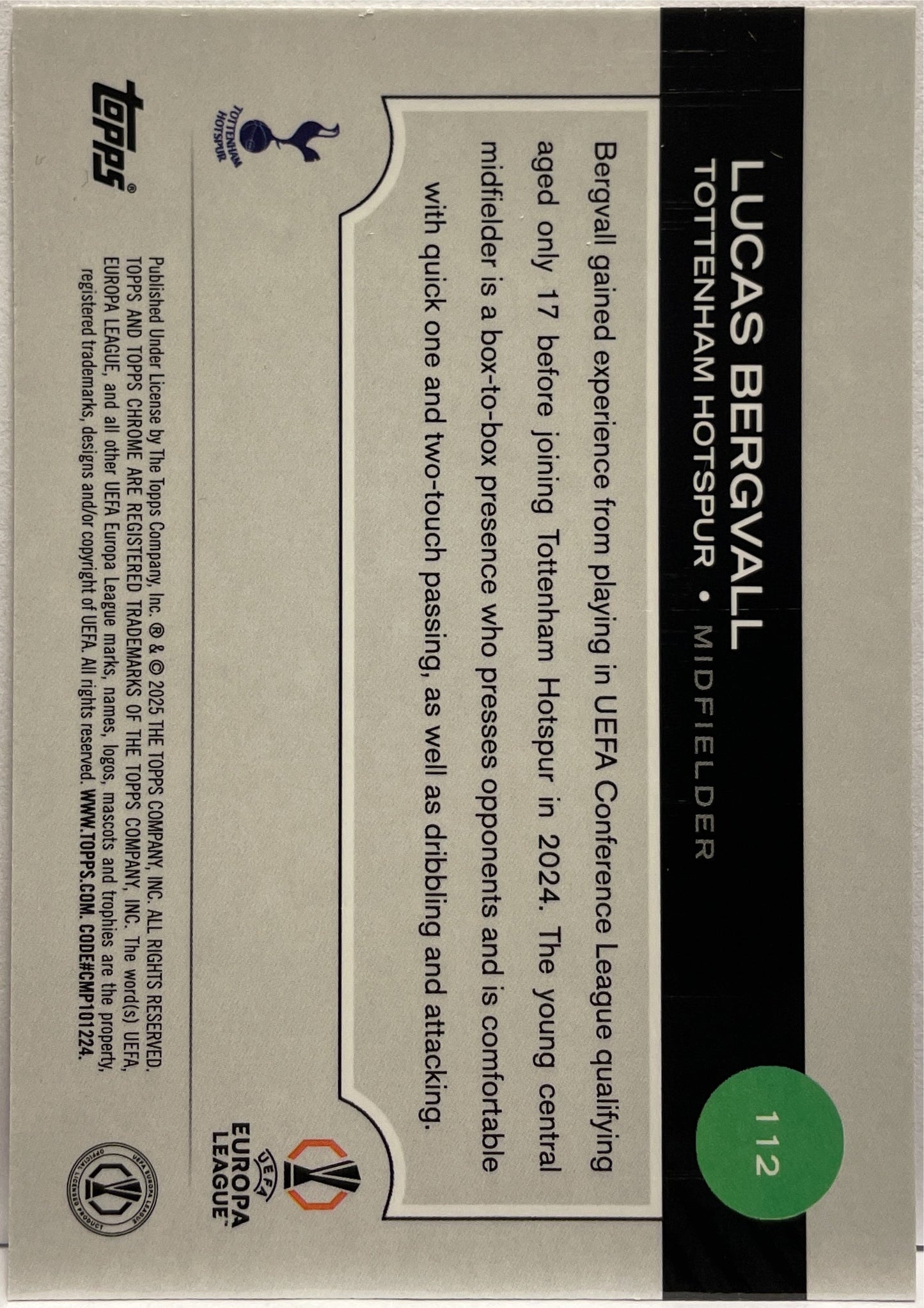 Lucas Bergvall 234/250 Rookie Pink Topps Chrome UCC 2024/25