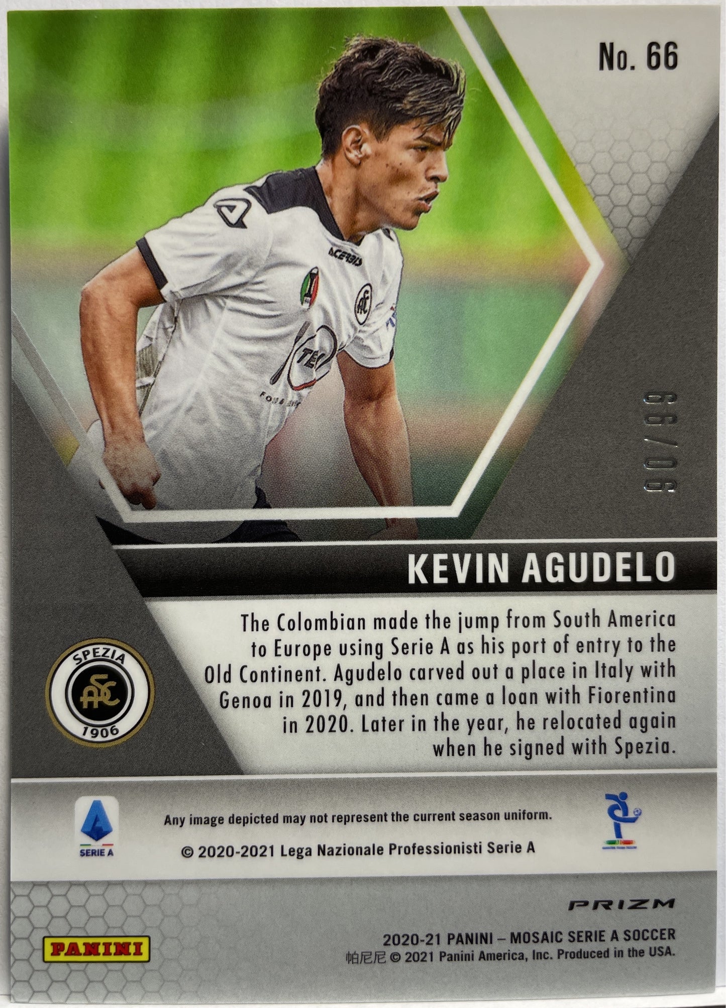 Kevin Agudelo 90/99 Rookie Blue Mosaic Serie A 2020/21