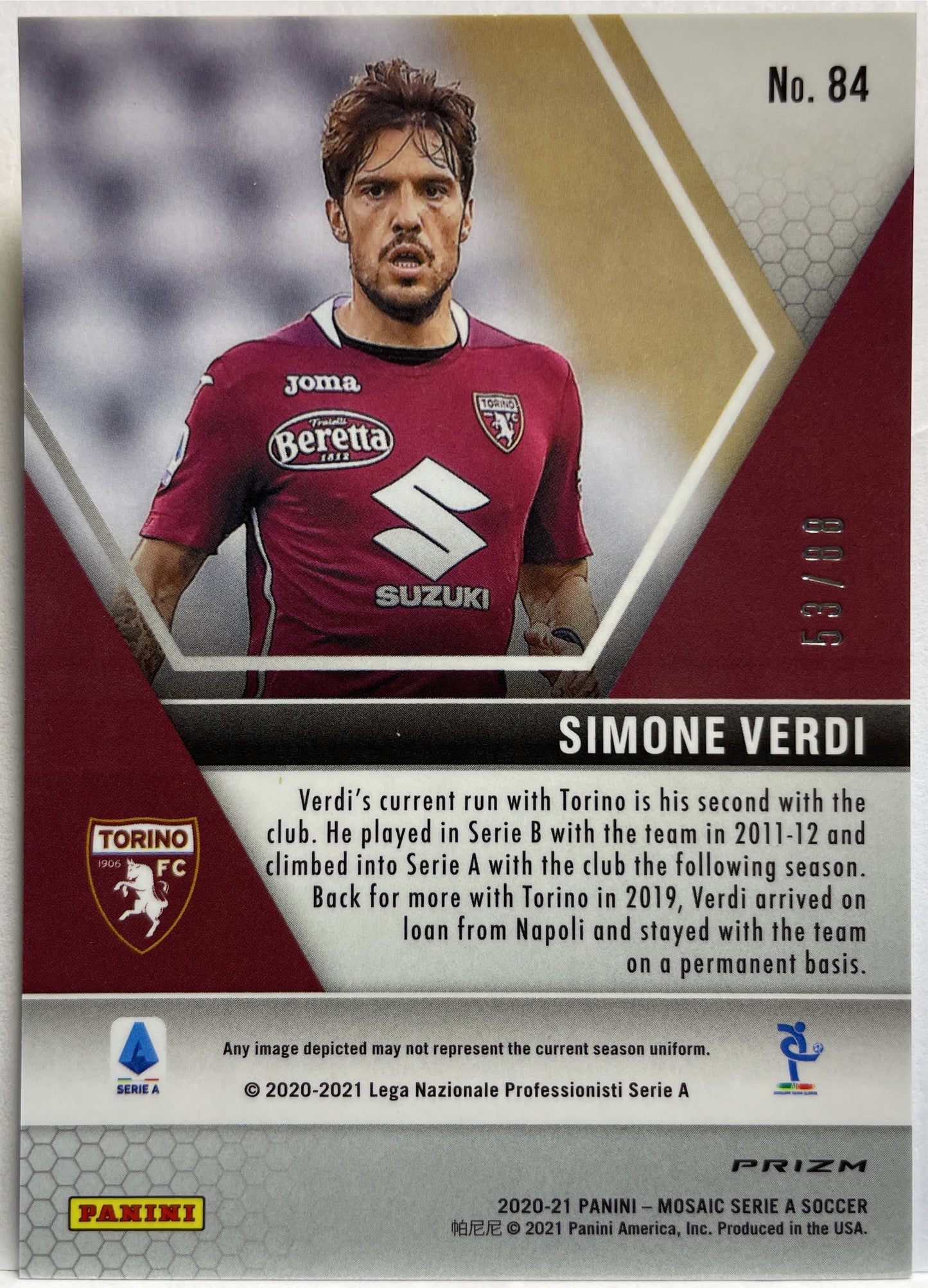 Simone Verdi 53/88 Red/Gold Choice T-Mall Mosaic Serie A 2020/21