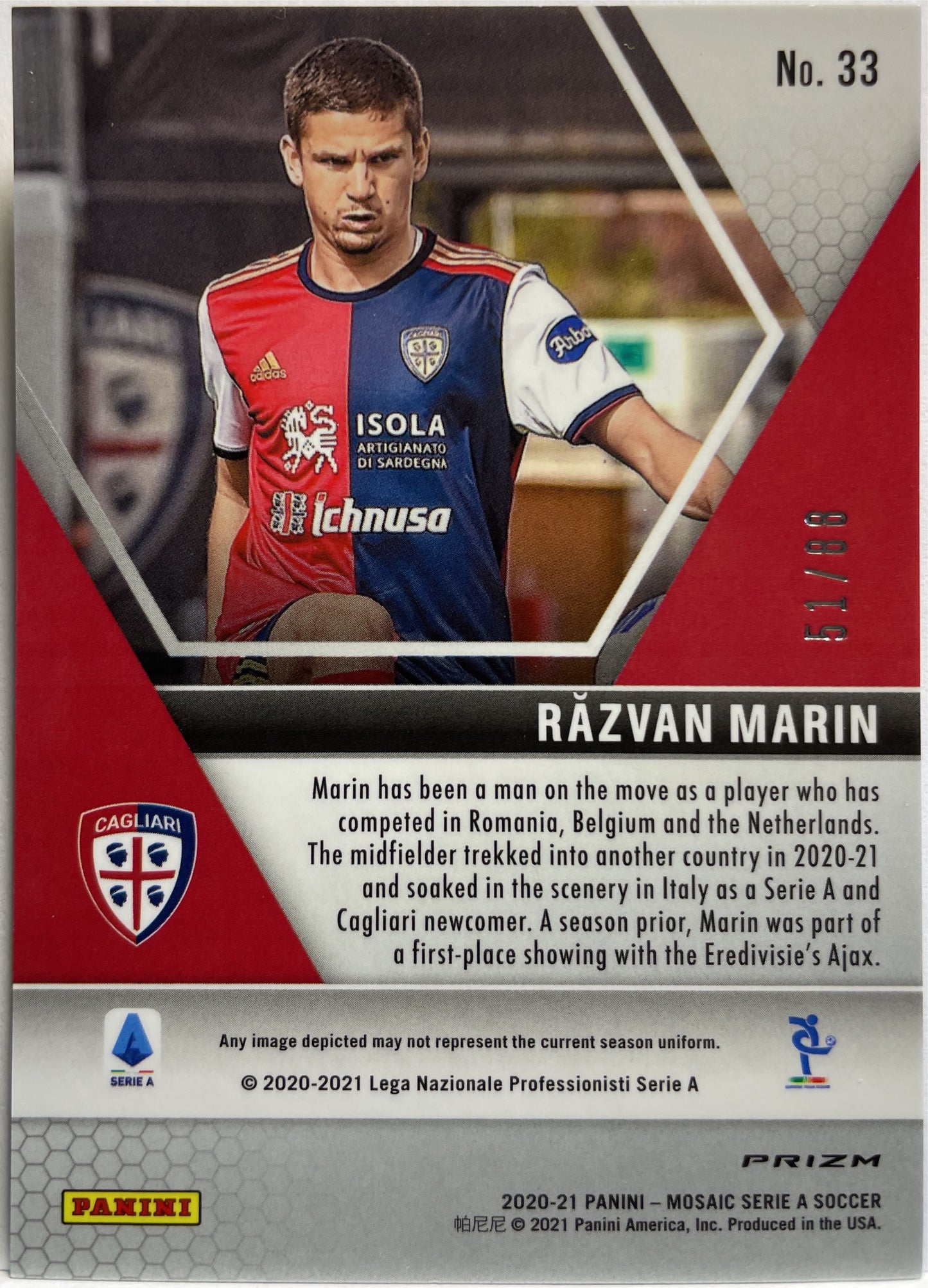 Razvan Marin 51/88 Rookie Red/Gold Choice T-Mall Mosaic Serie A 2020/21