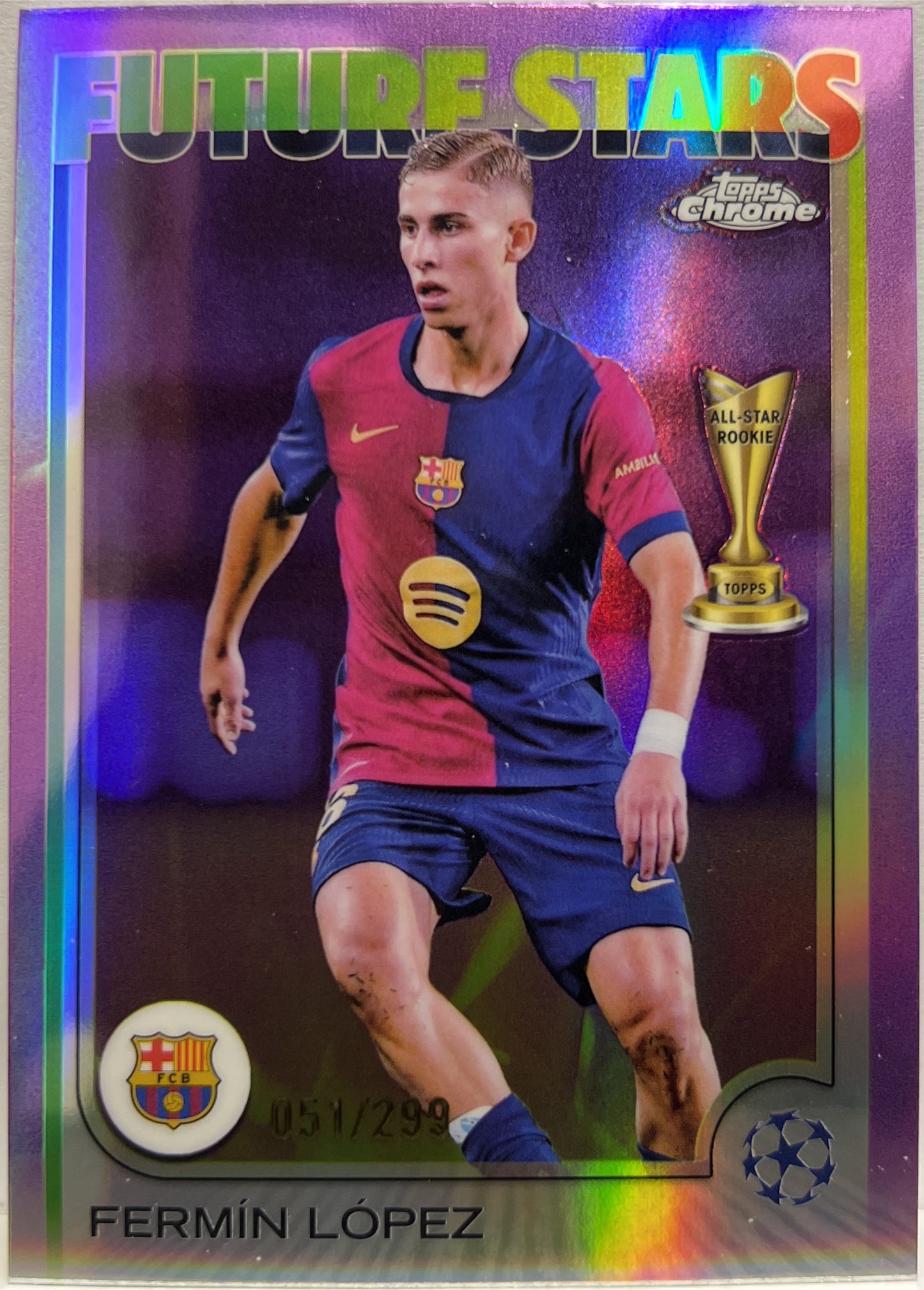 Fermin Lopez 51/299 Future Stars Violet Topps Chrome UCC 2024/25