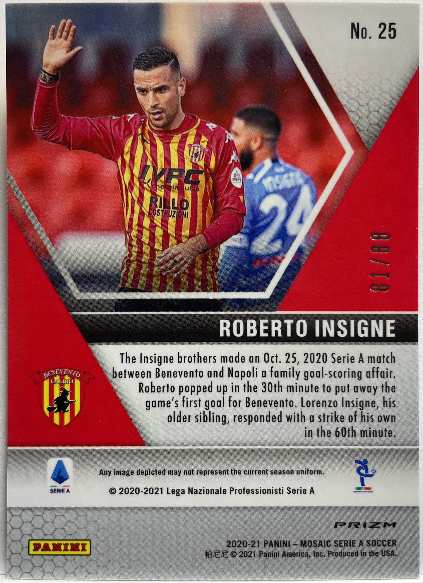 Roberto Insigne 81/88 Rookie Red/Gold Choice T-Mall Mosaic Serie A 2020/21