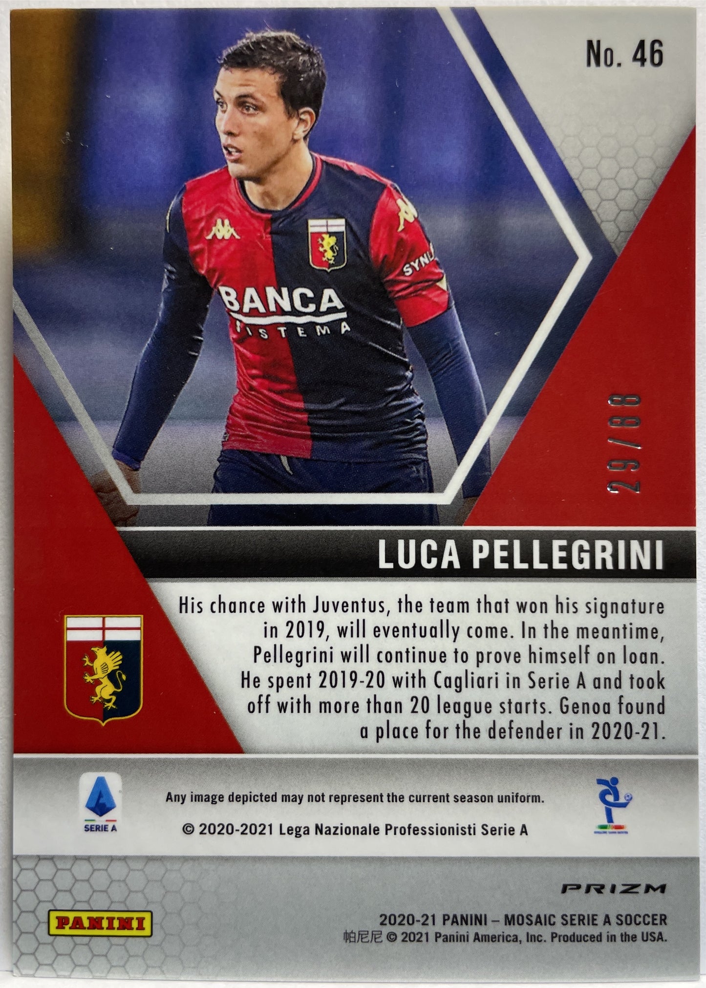 Luca Pellegrini 29/88 Red/Gold Choice T-Mall Mosaic Serie A 2020/21