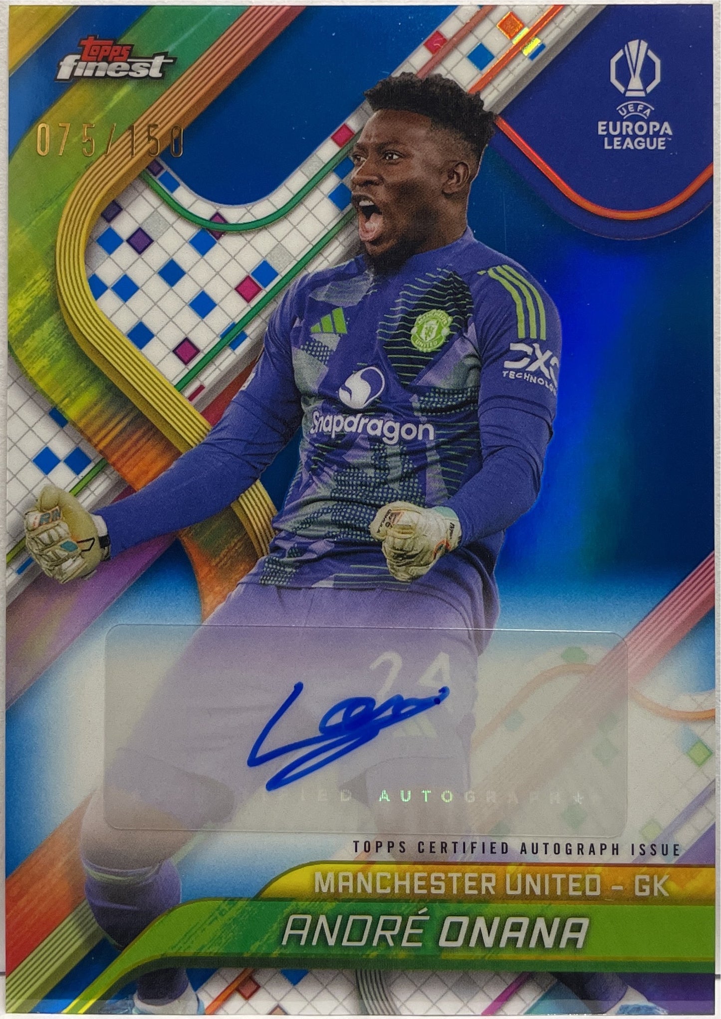 Andre Onana 75/150 Autograph Blue Topps Finest UCC 2024/25