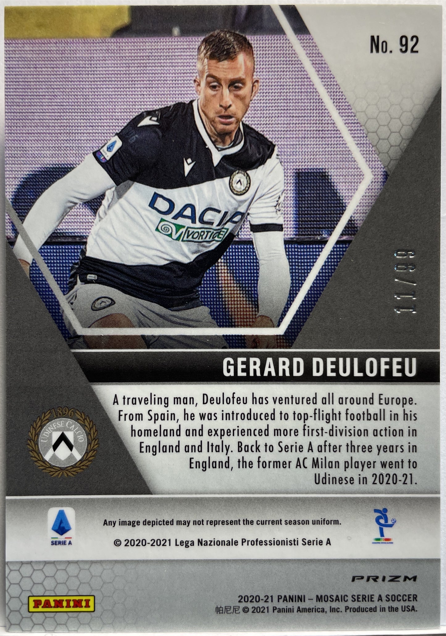 Gerard Deulofeu 11/99 Blue Mosaic Serie A 2020/21