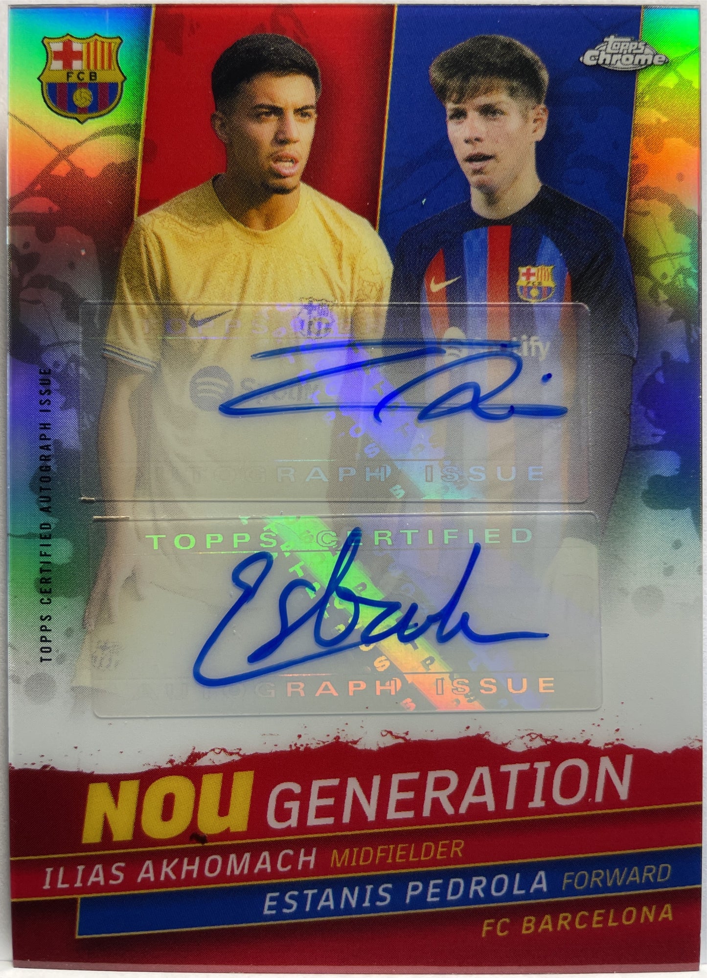 Akhomach & Pedrola Dual Autograph 51/150 Topps Chrome Barcellona 2022/23