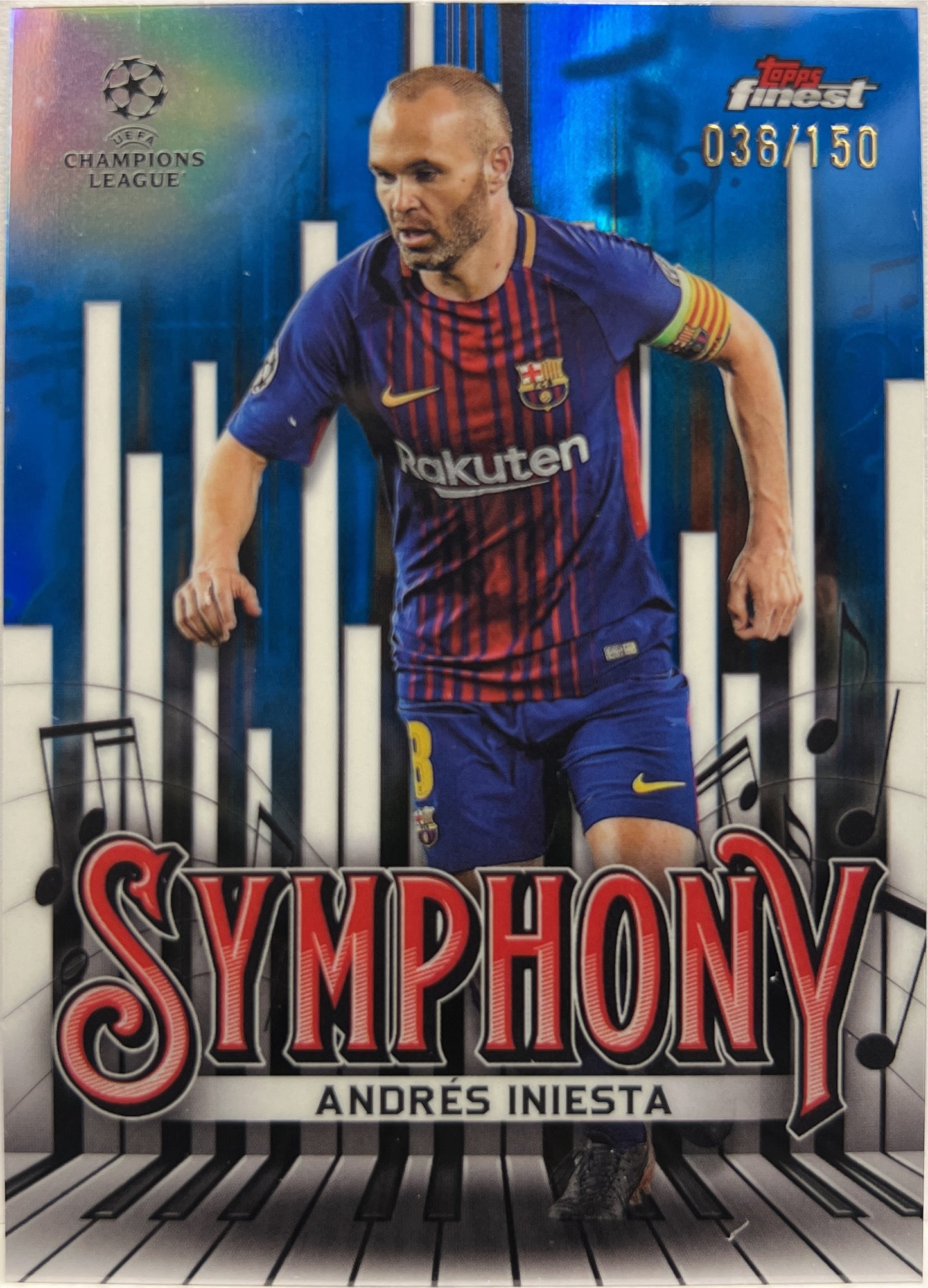 Andres Iniesta 36/150 Symphony Blue Topps Finest UCC 2024/25