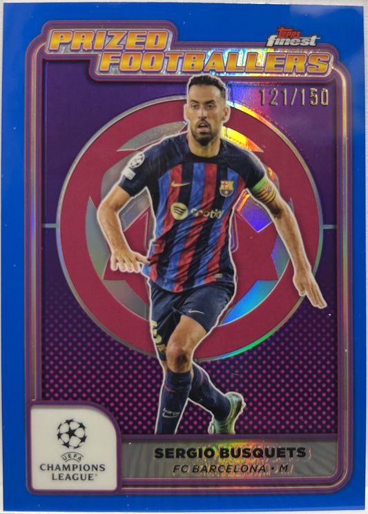 Sergio Busquests 121/150 Prized Footballers Blue Topps Finest UCC 2024/25