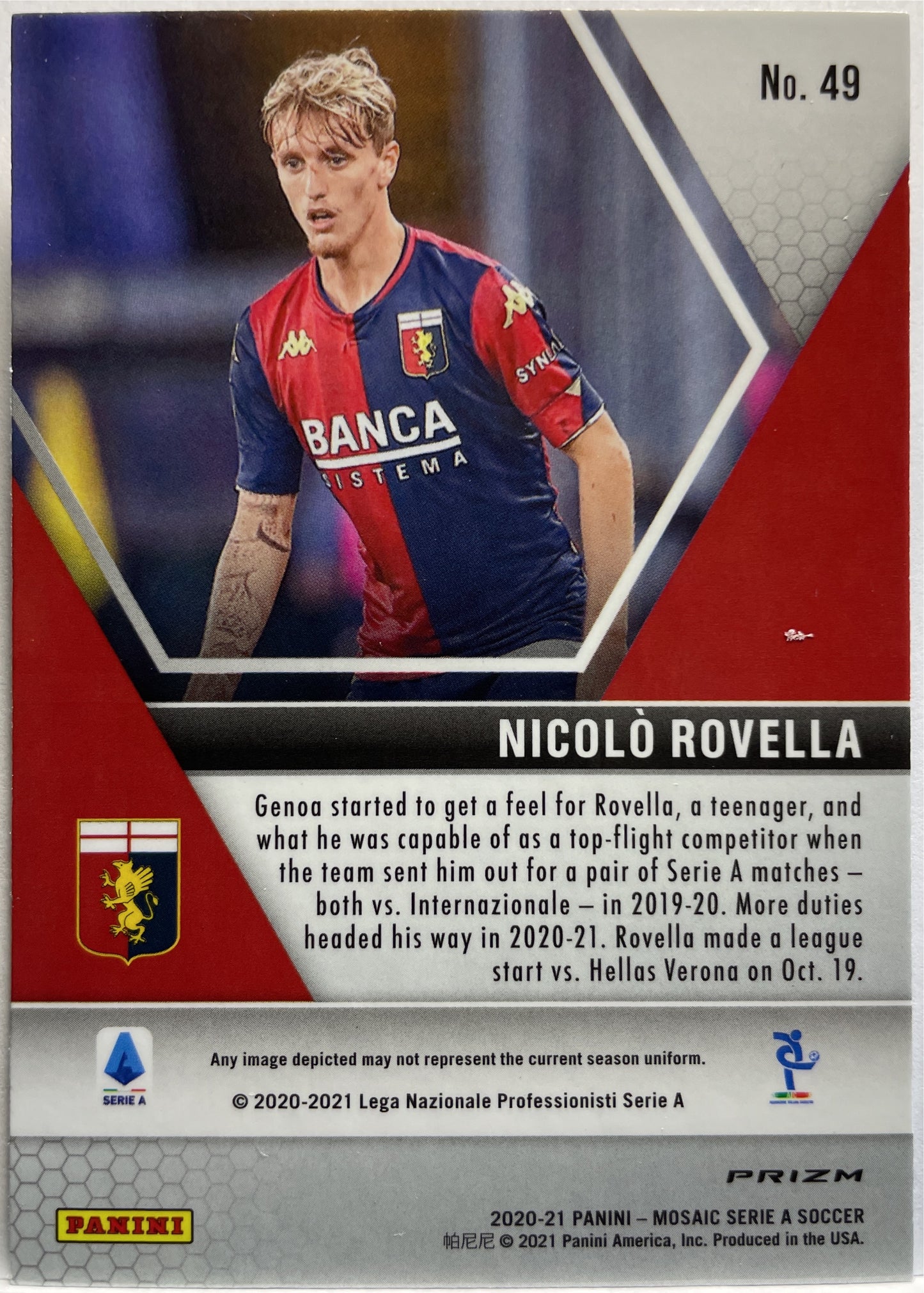 Nicolo Rovella Rookie Silver Holo Mosaic Serie A 2020/21