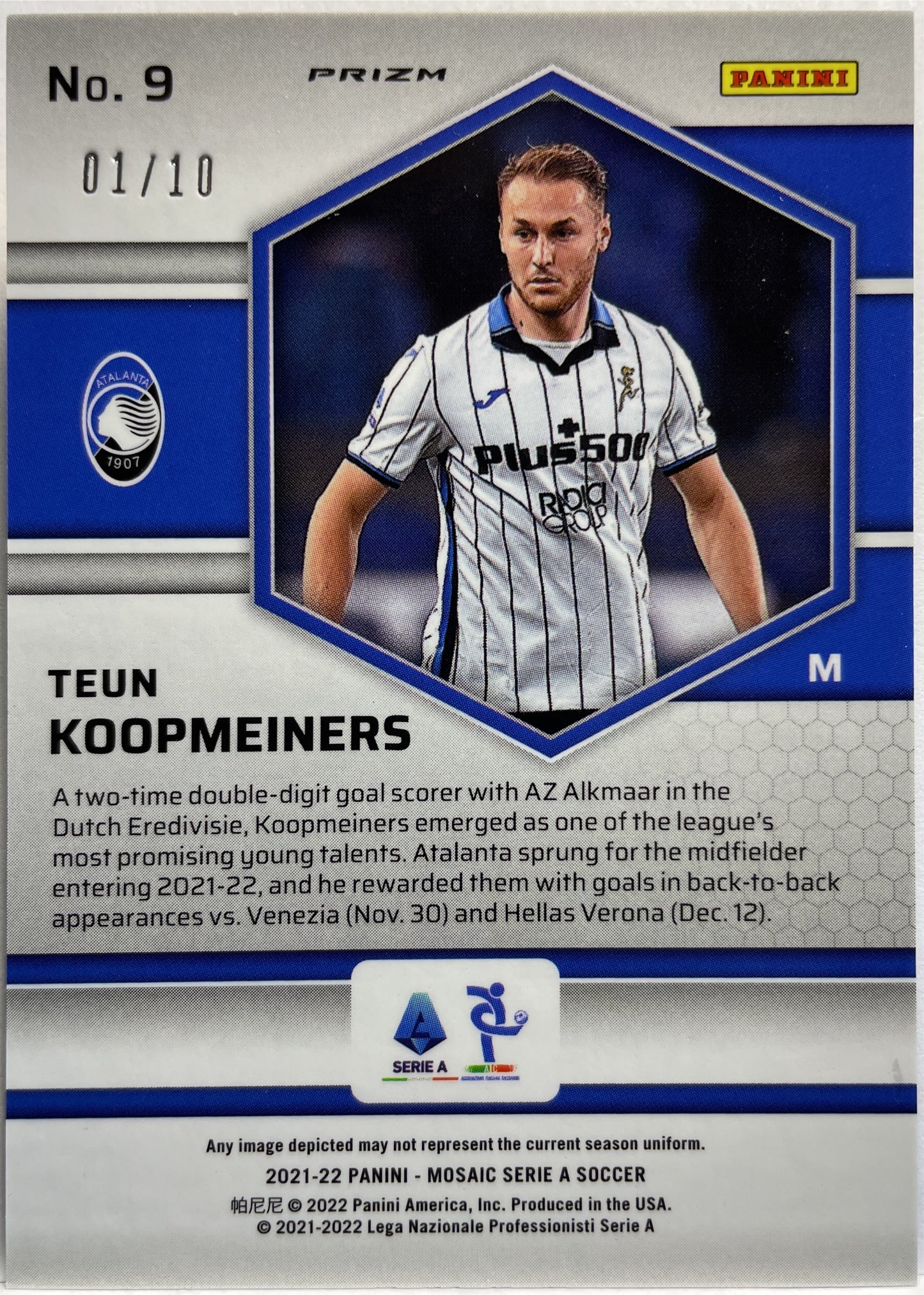 Teun Koopmeiners 1/10 Rookie Gold Mosaic Serie A 2021/22