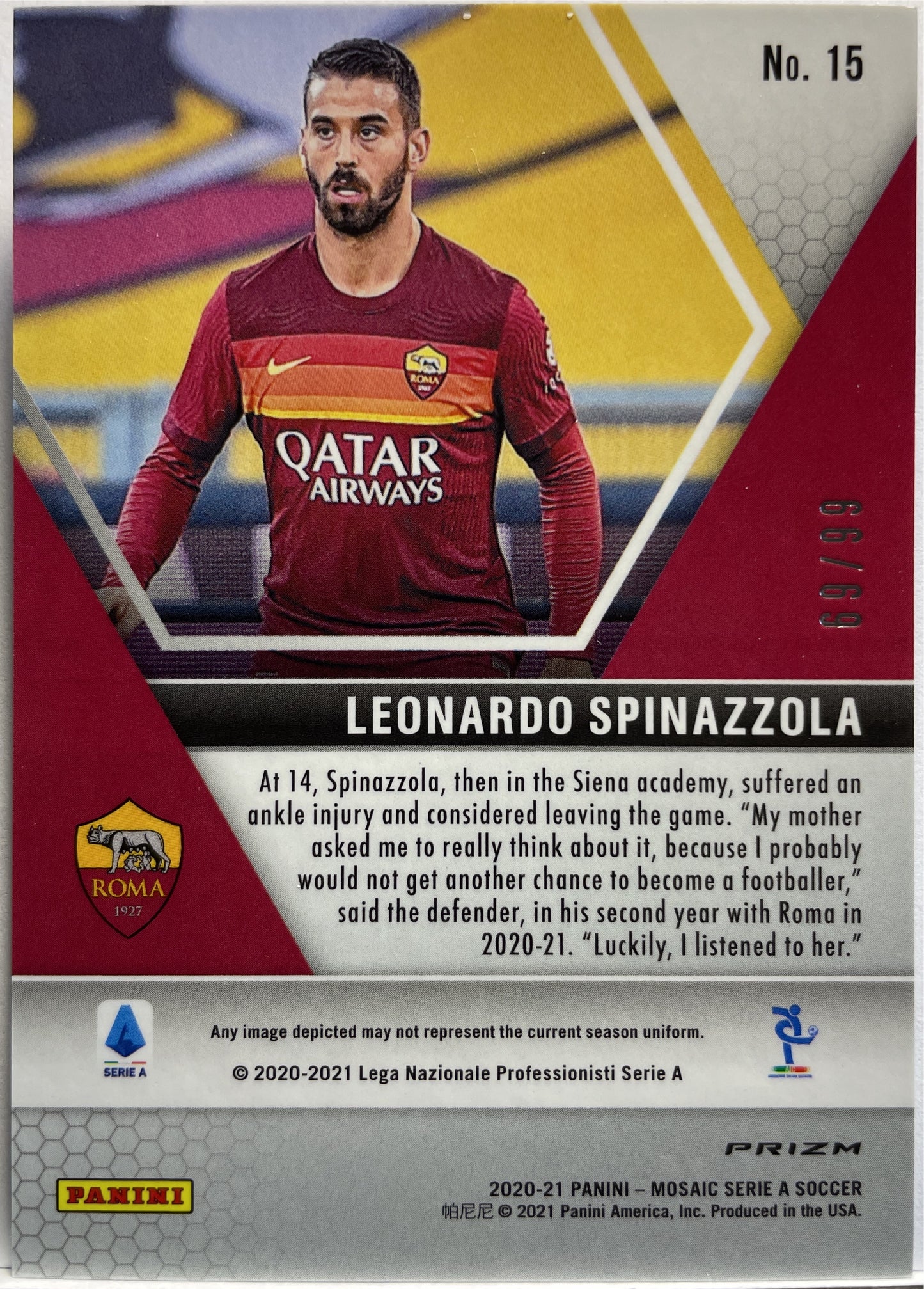 Leonardo Spinazzola 69/99 Rookie Blue Mosaic Serie A 2020/21