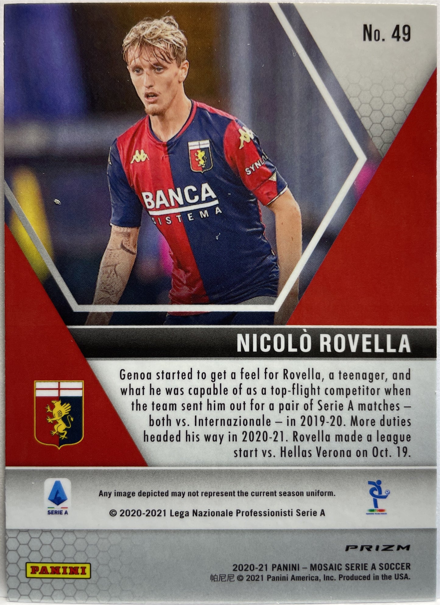 Nicolo Rovella Rookie Red Mosaic Serie A 2020/21