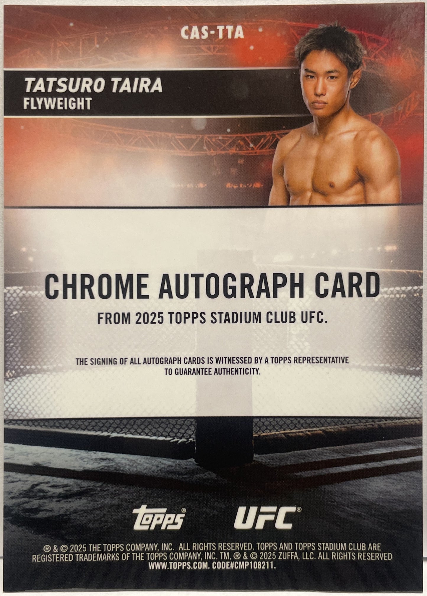 Tatsuro Taira 39/50 Autograph On Card Chrome Red Topps Stadium UFC 2025