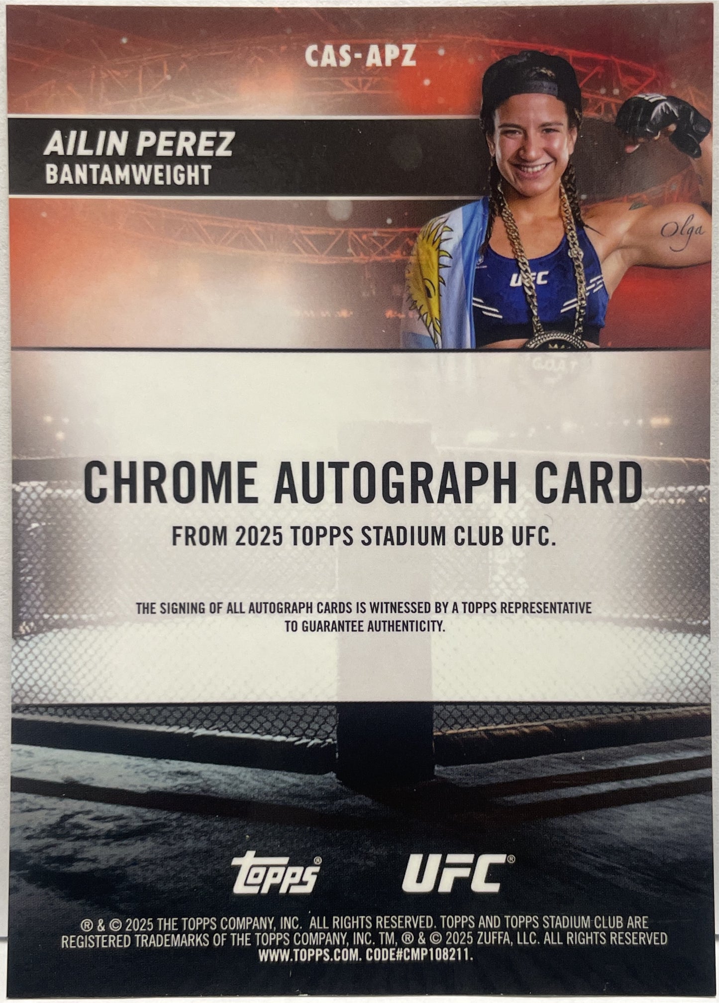 Ailin Perez Rookie Autograph On Card Chrome Topps Stadium UFC 2025