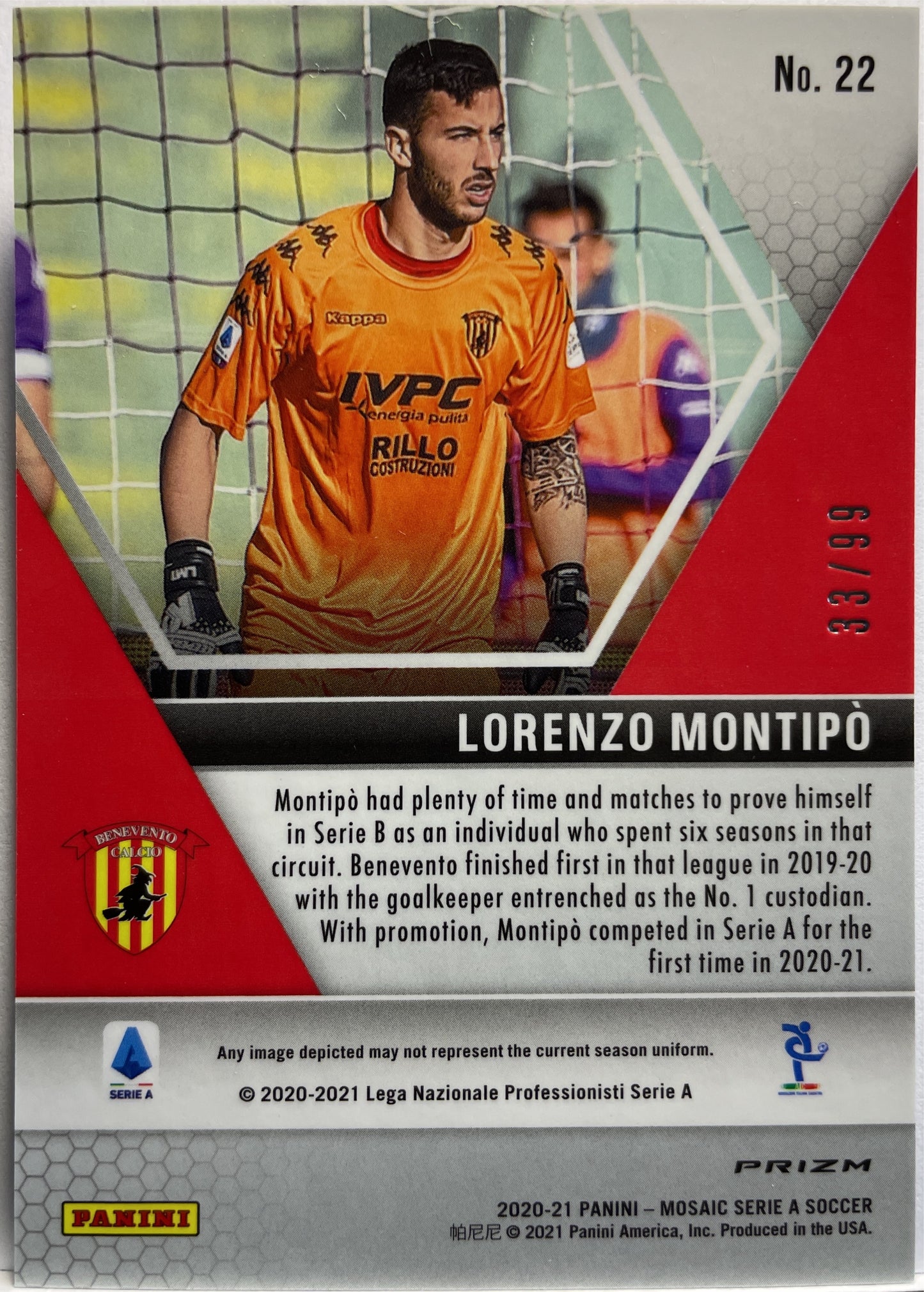 Lorenzo Montipo 33/99 Rookie Blue Mosaic Serie A 2020/21