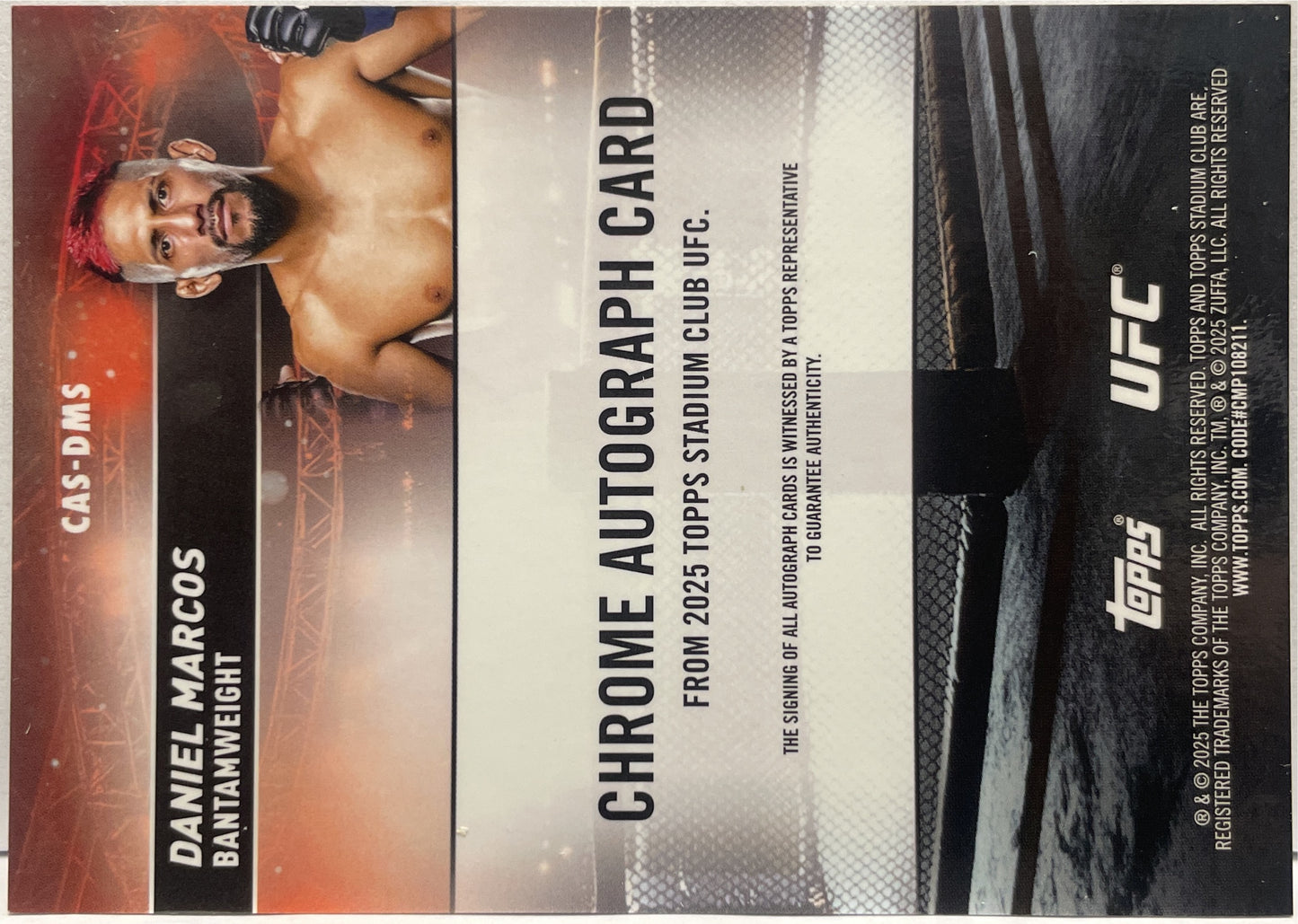 Daniel Marcos Rookie Autograph On Card Chrome Topps Stadium UFC 2025