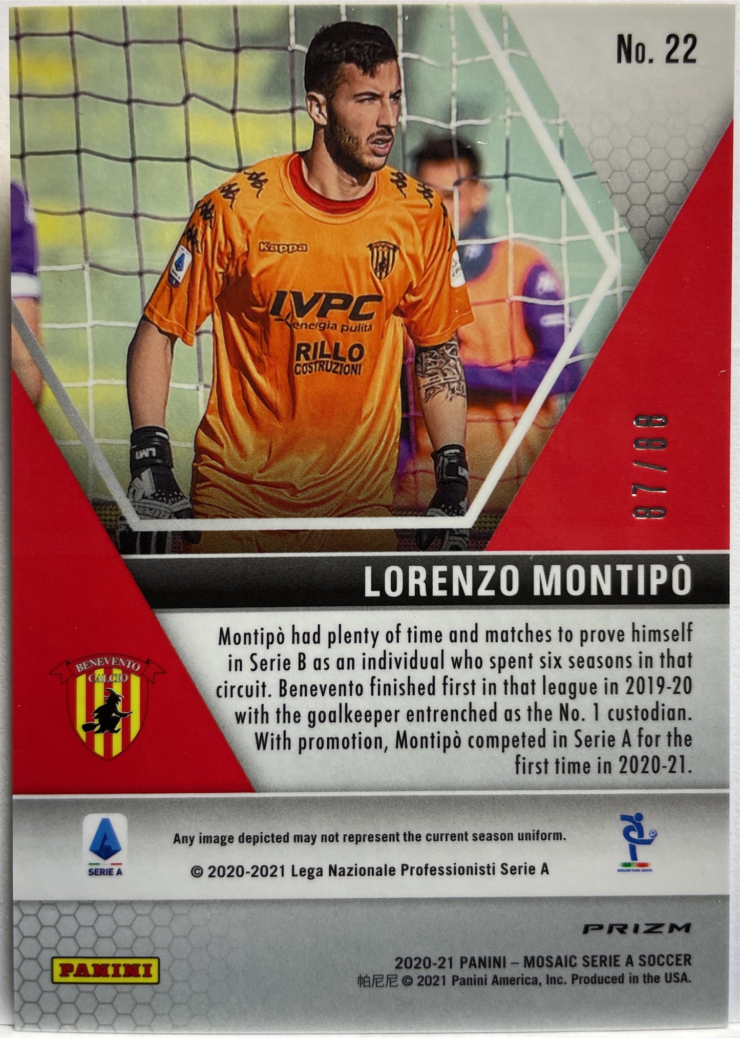 Lorenzo Montipo 87/88 Rookie Red/Gold Choice T-Mall Mosaic Serie A 2020/21