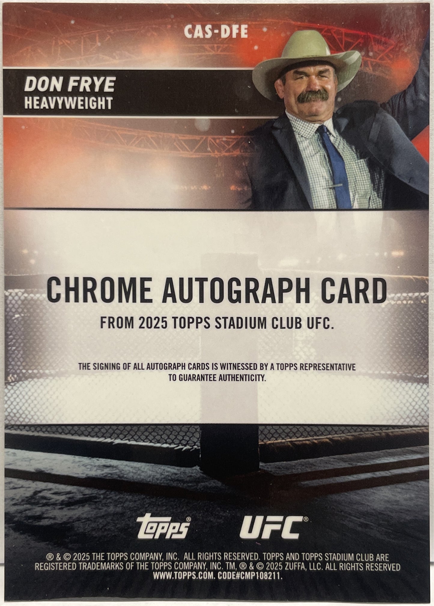 Don Frye Autograph On Card Chrome Topps Stadium UFC 2025