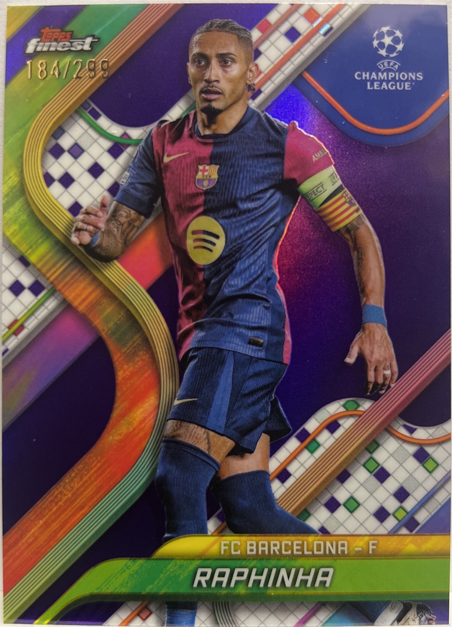 Raphinha 184/299 Purple Topps Finest UCC 2024/25