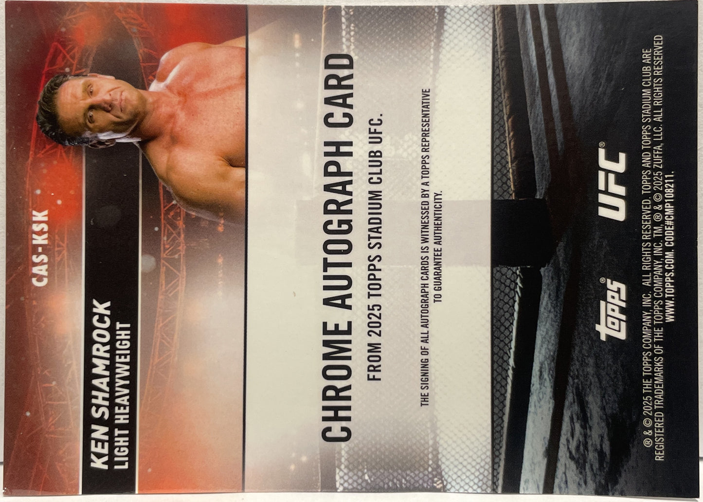 Ken Shamrock Autograph On Card Chrome Topps Stadium UFC 2025