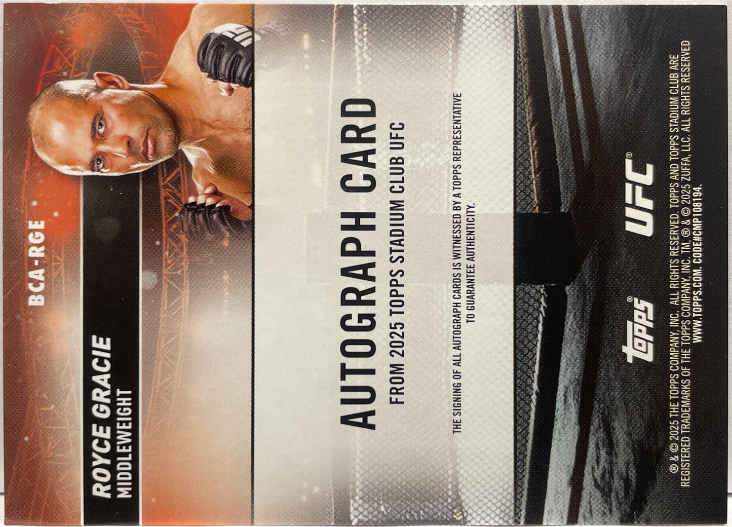 Royce Gracie Autograph On Card Topps Stadium UFC 2025
