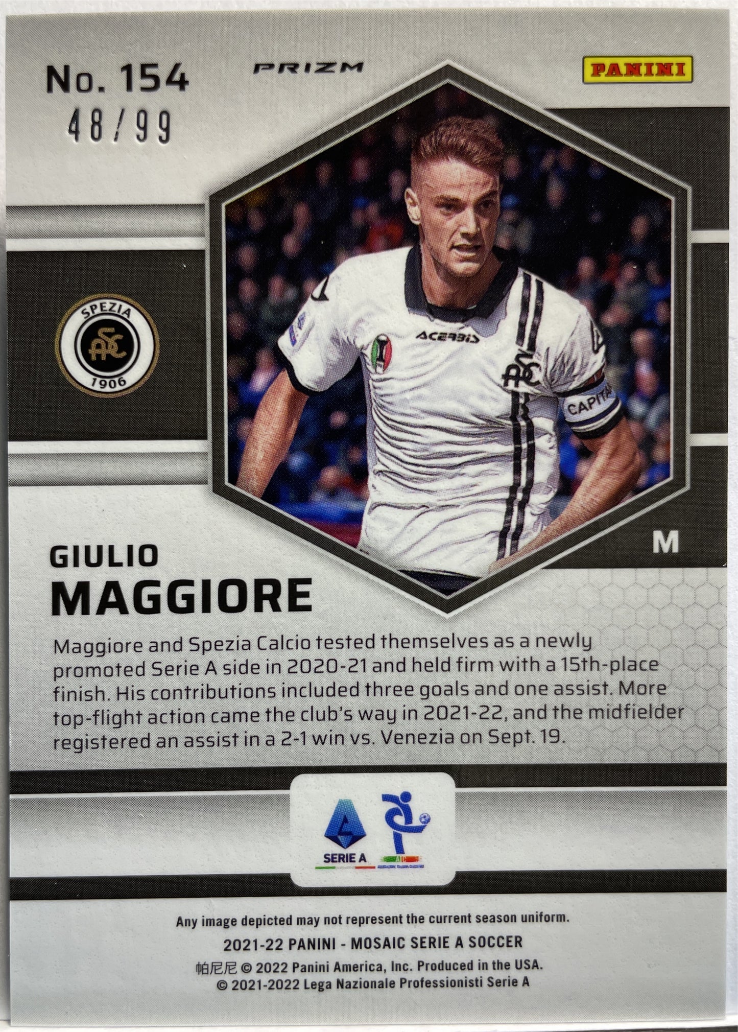 Giulio Maggiore 48/99 Rookie Blue Mosaic Serie A 2021/22