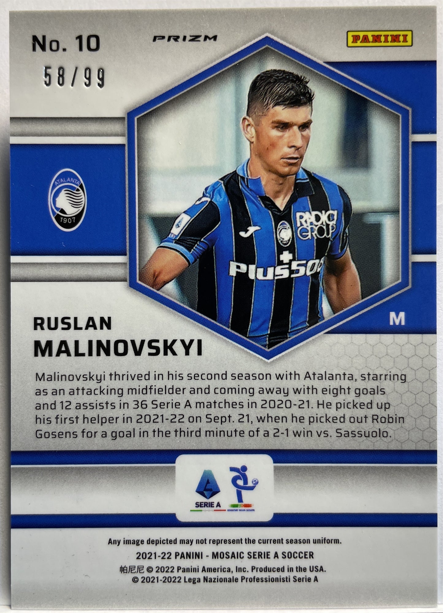 Ruslan Malinovski 58/99 Blue Mosaic Serie A 2021/22