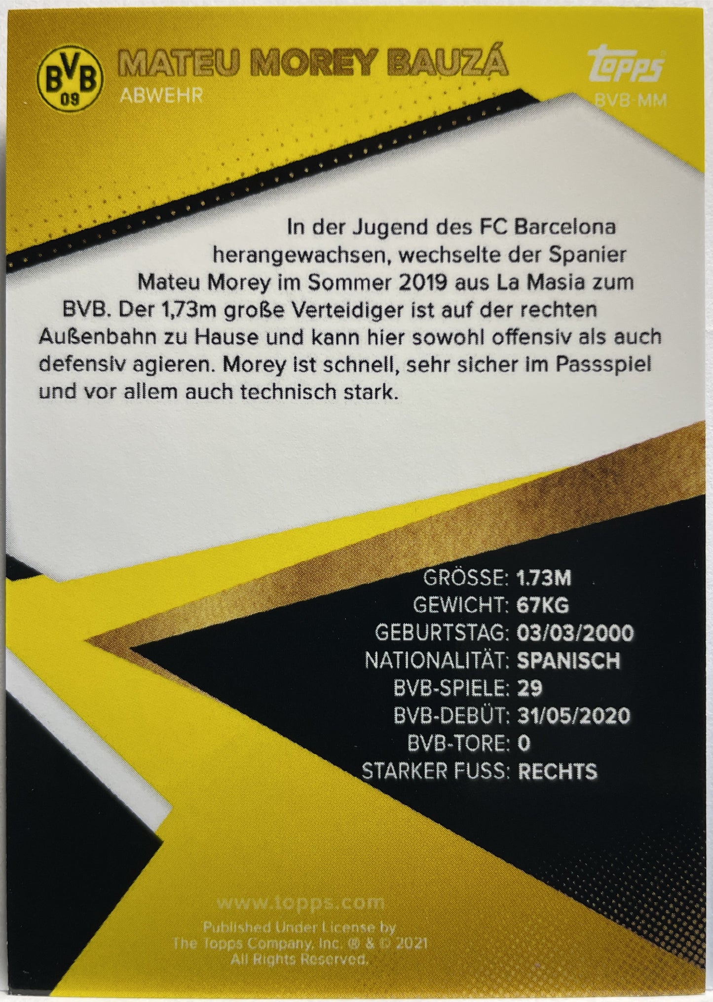 Mateu Morey Bauza 94/99 Team Set BVB 2021/22